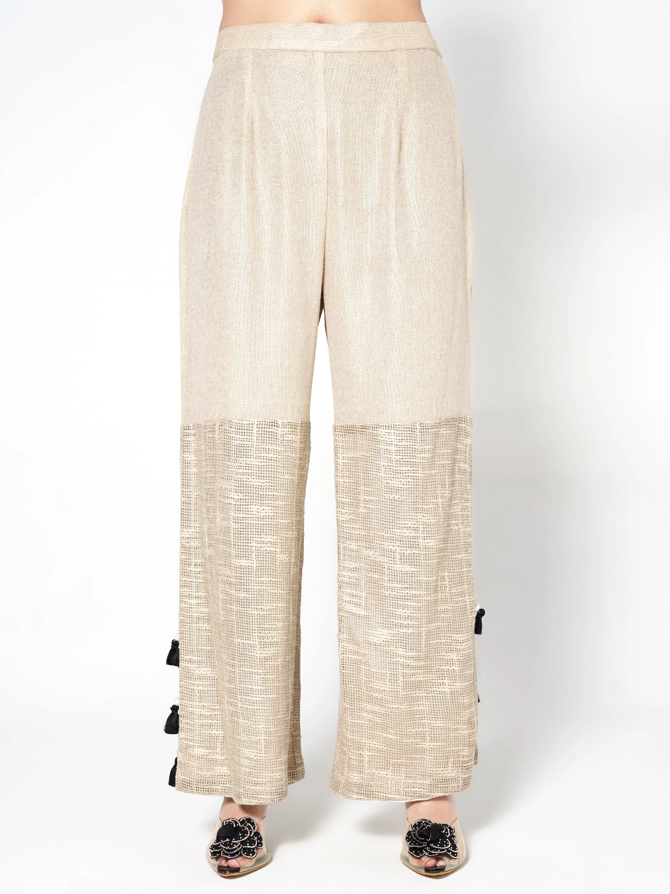 Champagne Beige Embroidered Jute Co-ord Set - Image 5