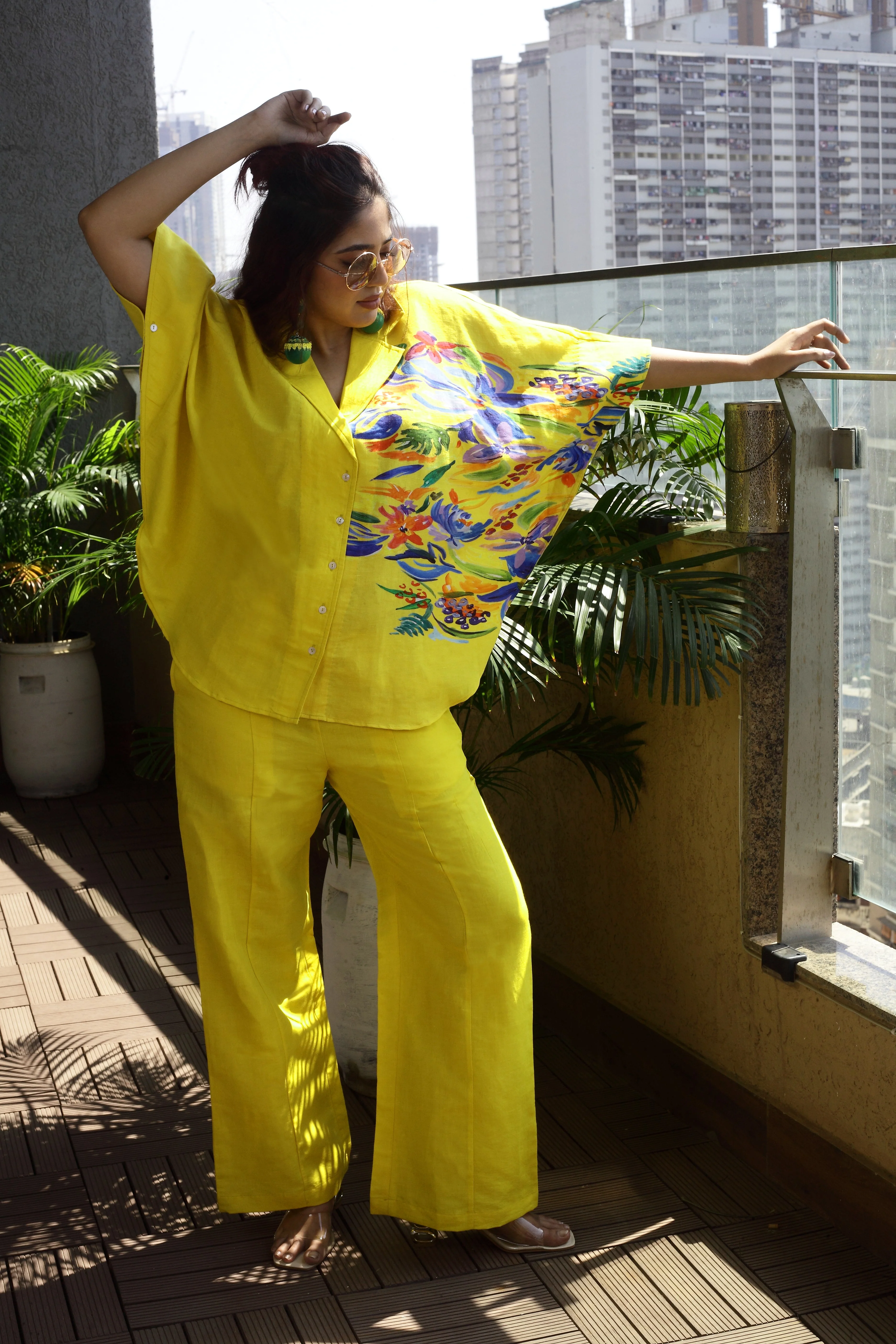 Sunshine Yellow Hand Painted Co-Ord Set - Image 2