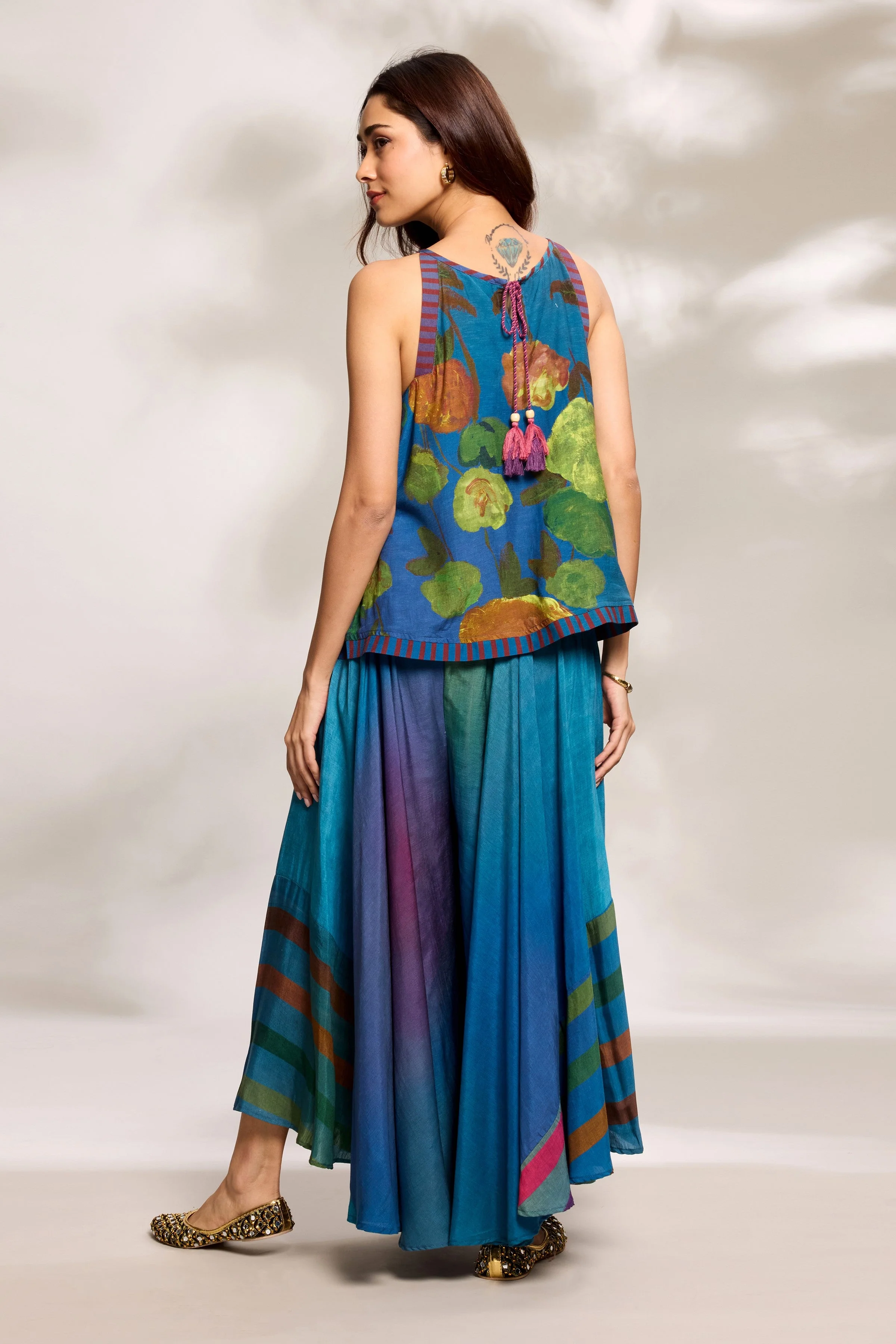 Cobalt Flared Top & Trousers Set - Image 3