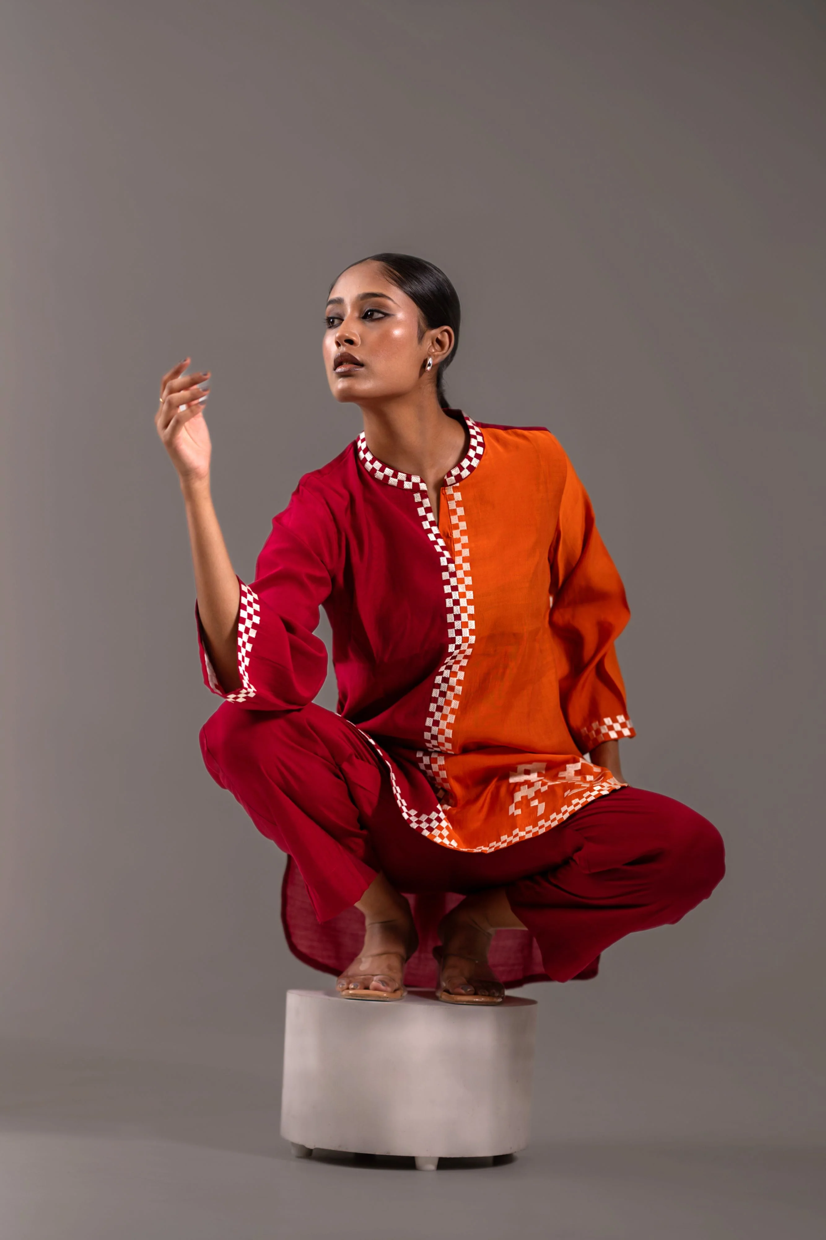 Contrast Crimson & Tangerine Co-Ord Set - Image 3