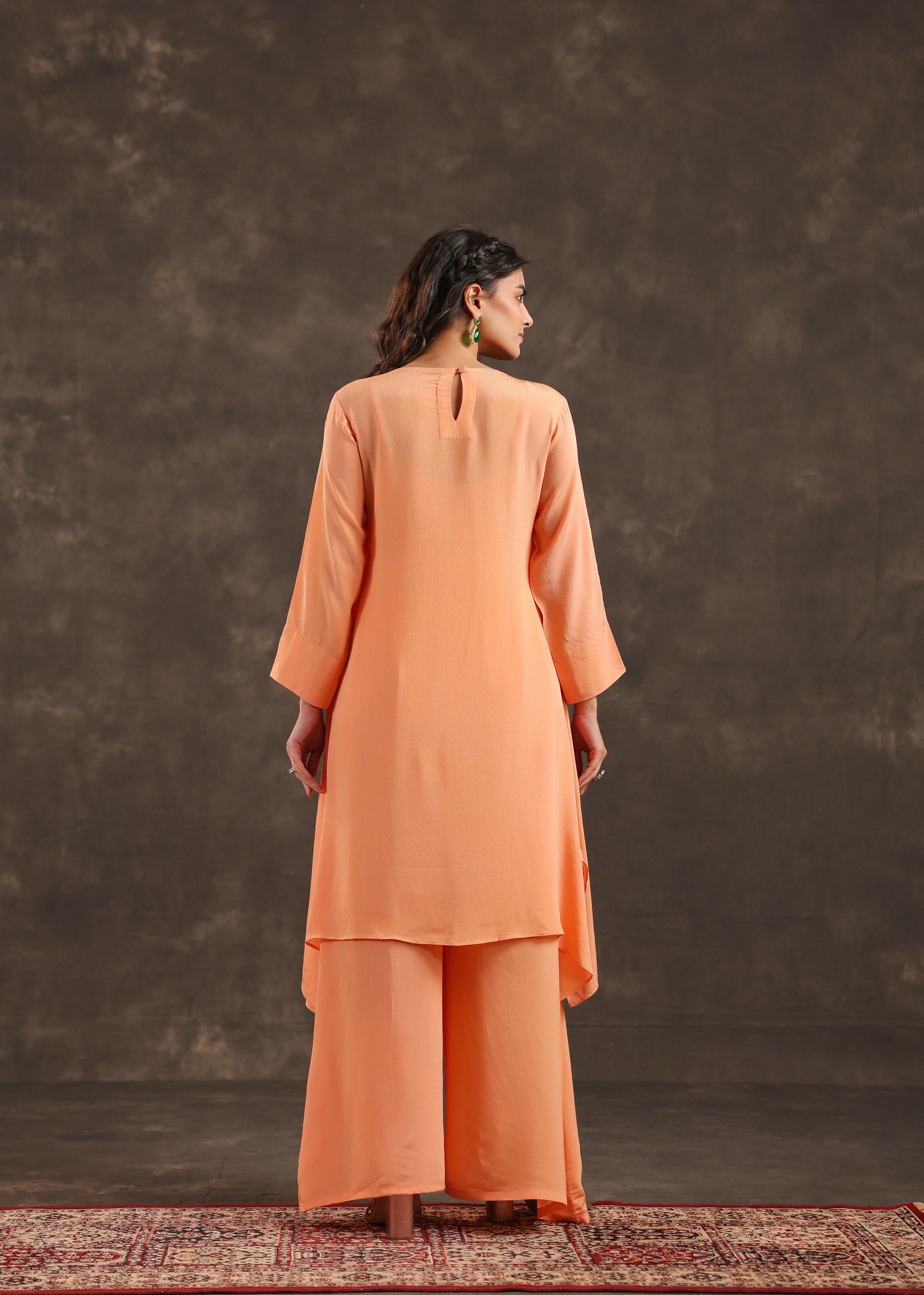 Coral Bloom Embellished Crepe Silk Palazzo Set - Image 5