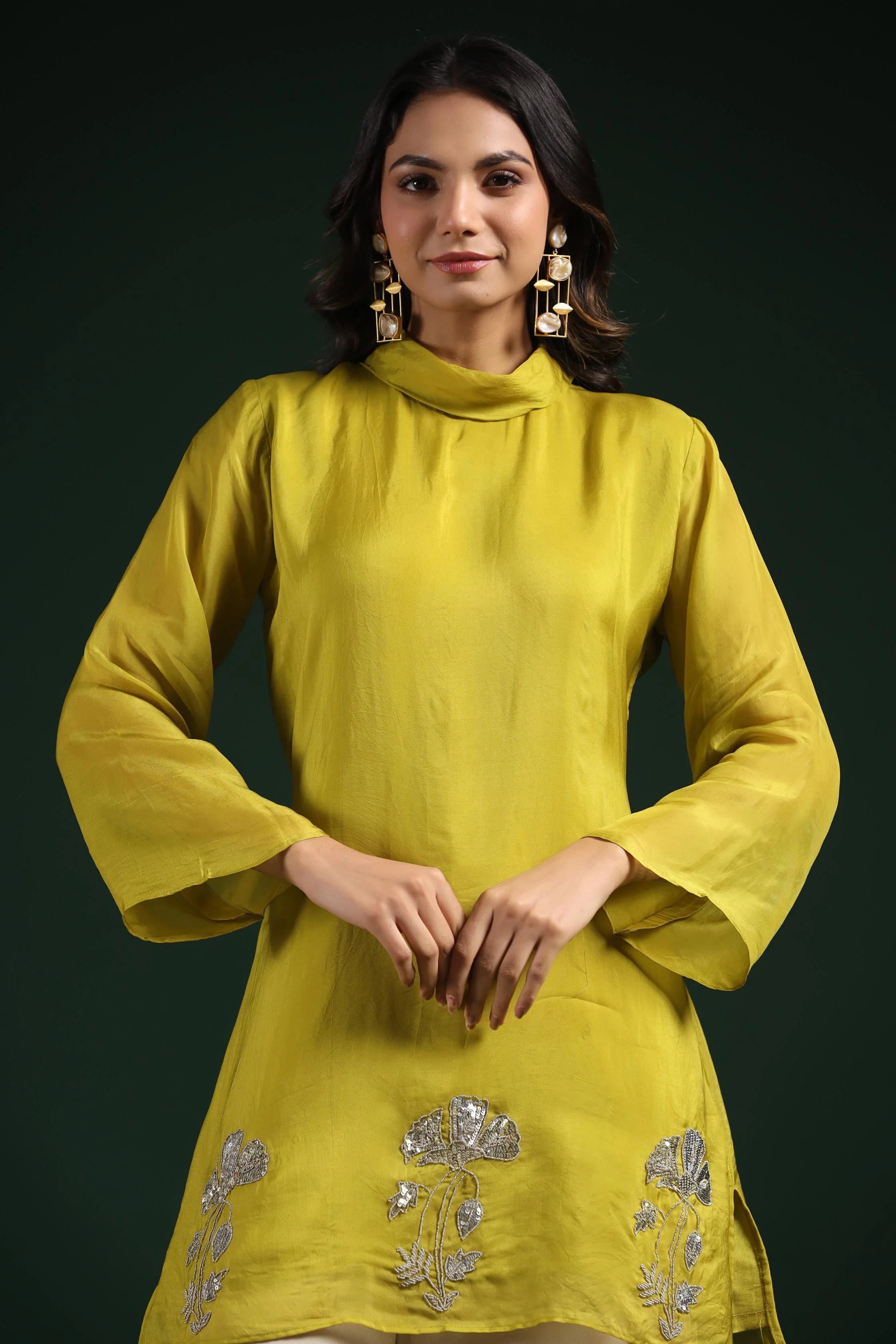 Green Embellished Premium Organza Silk Palazzo Set - Image 2