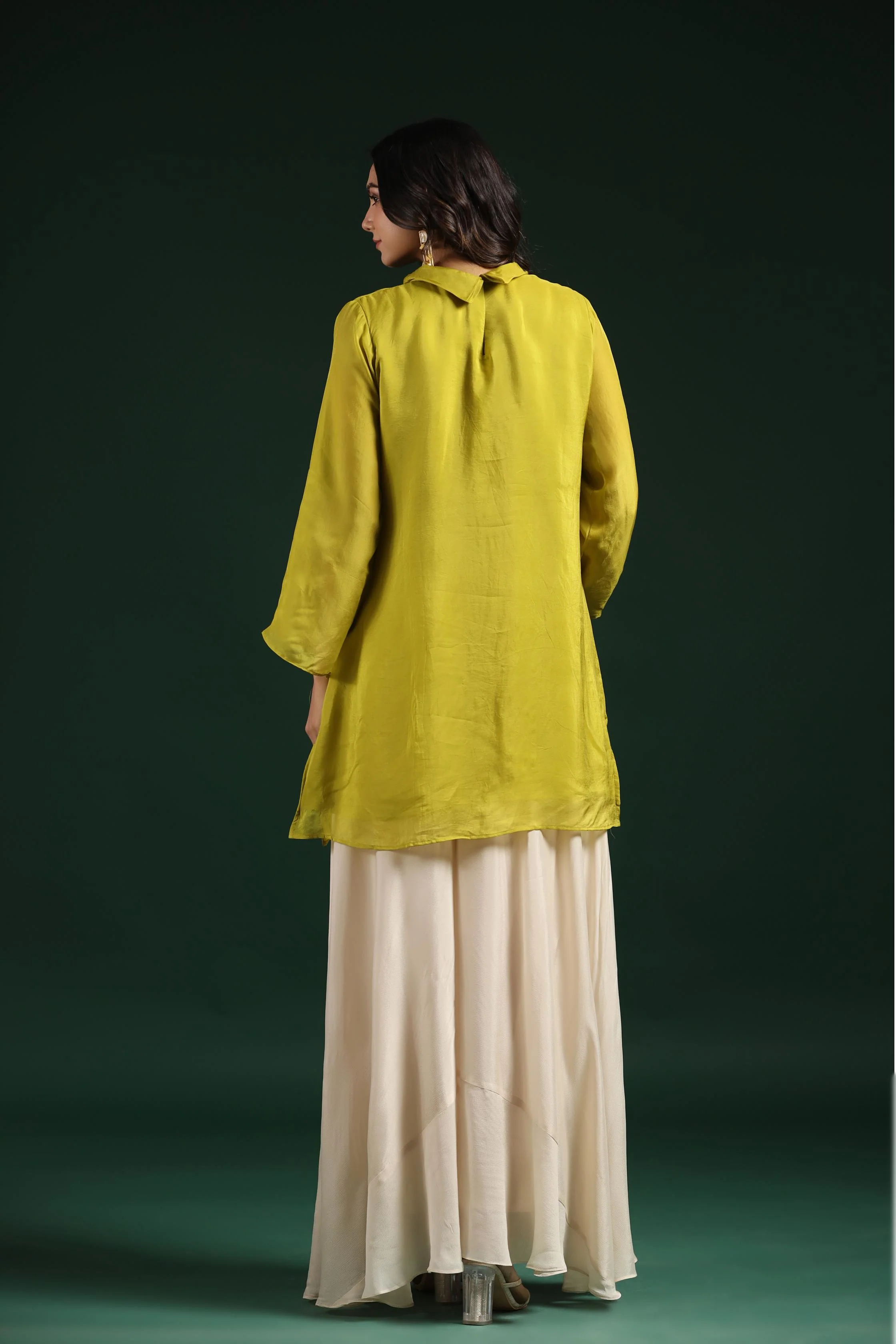 Green Embellished Premium Organza Silk Palazzo Set - Image 5