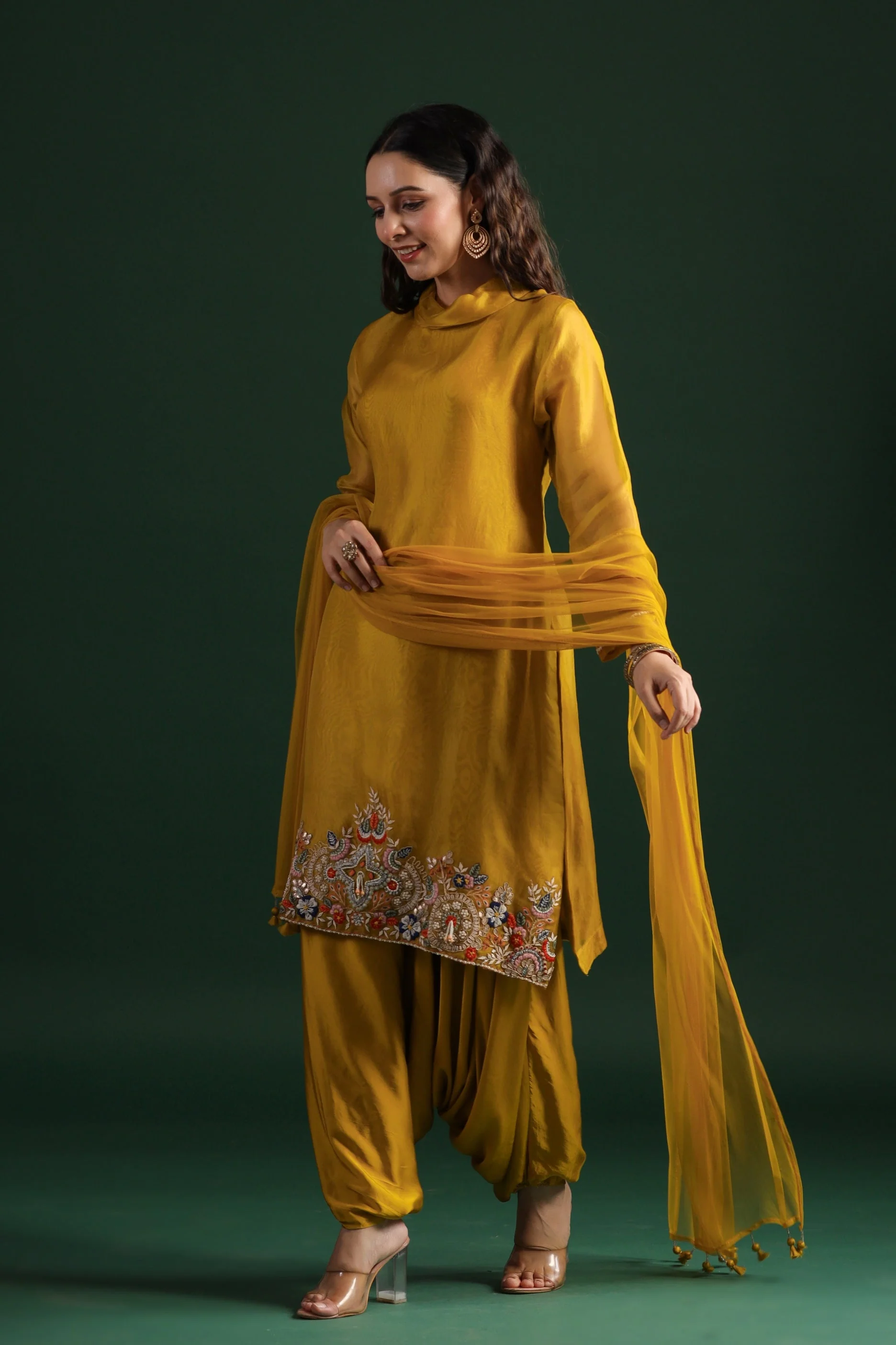 Corn Yellow Embellished Pants Set - Image 4