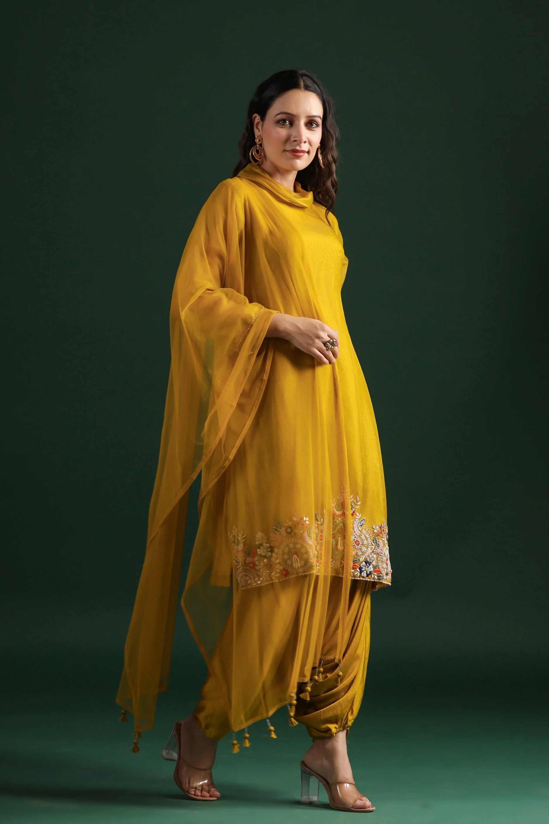Corn Yellow Embellished Pants Set - Image 5