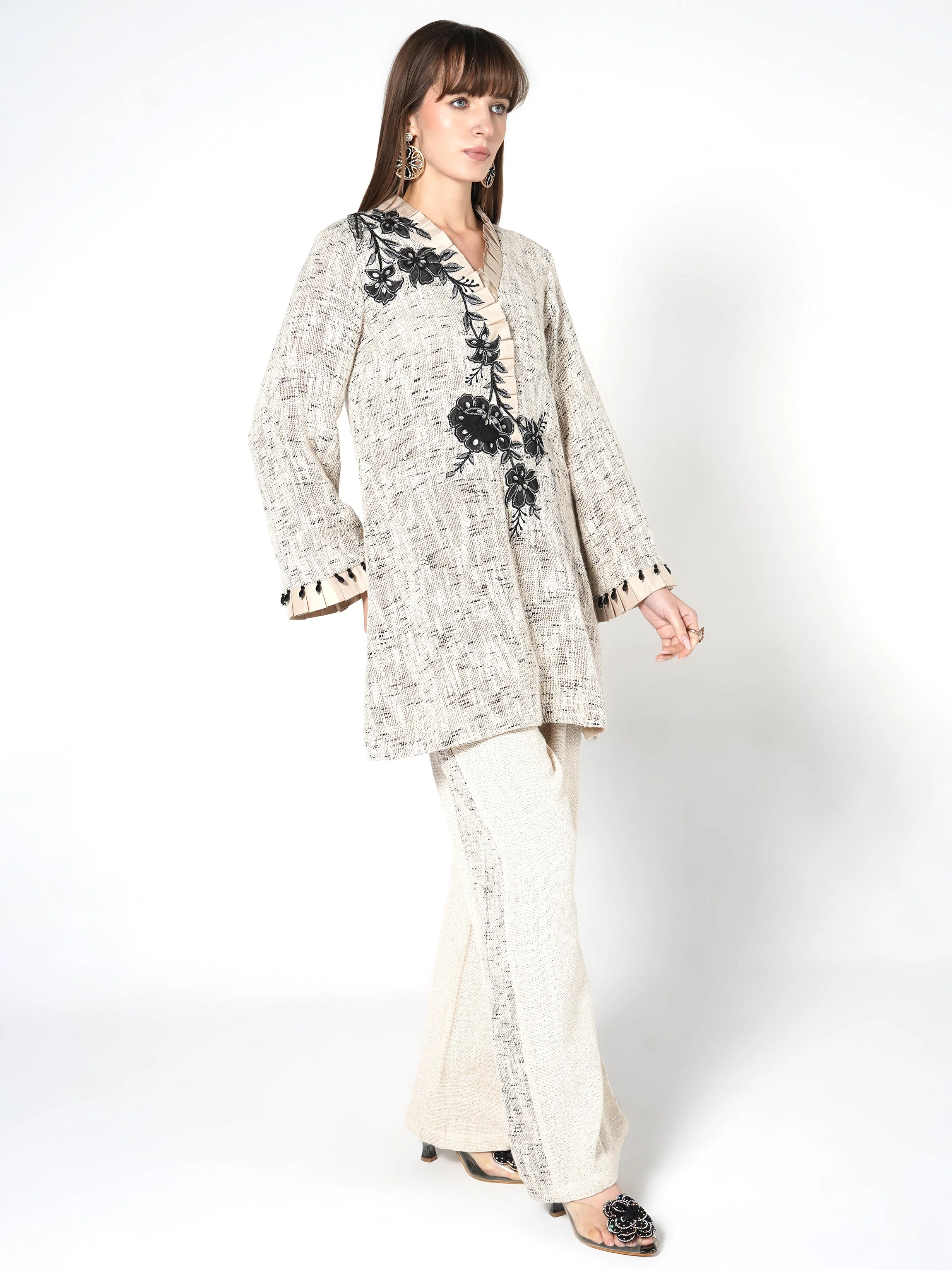 Beige & Black Floral Jute Co-ord Set - Image 4