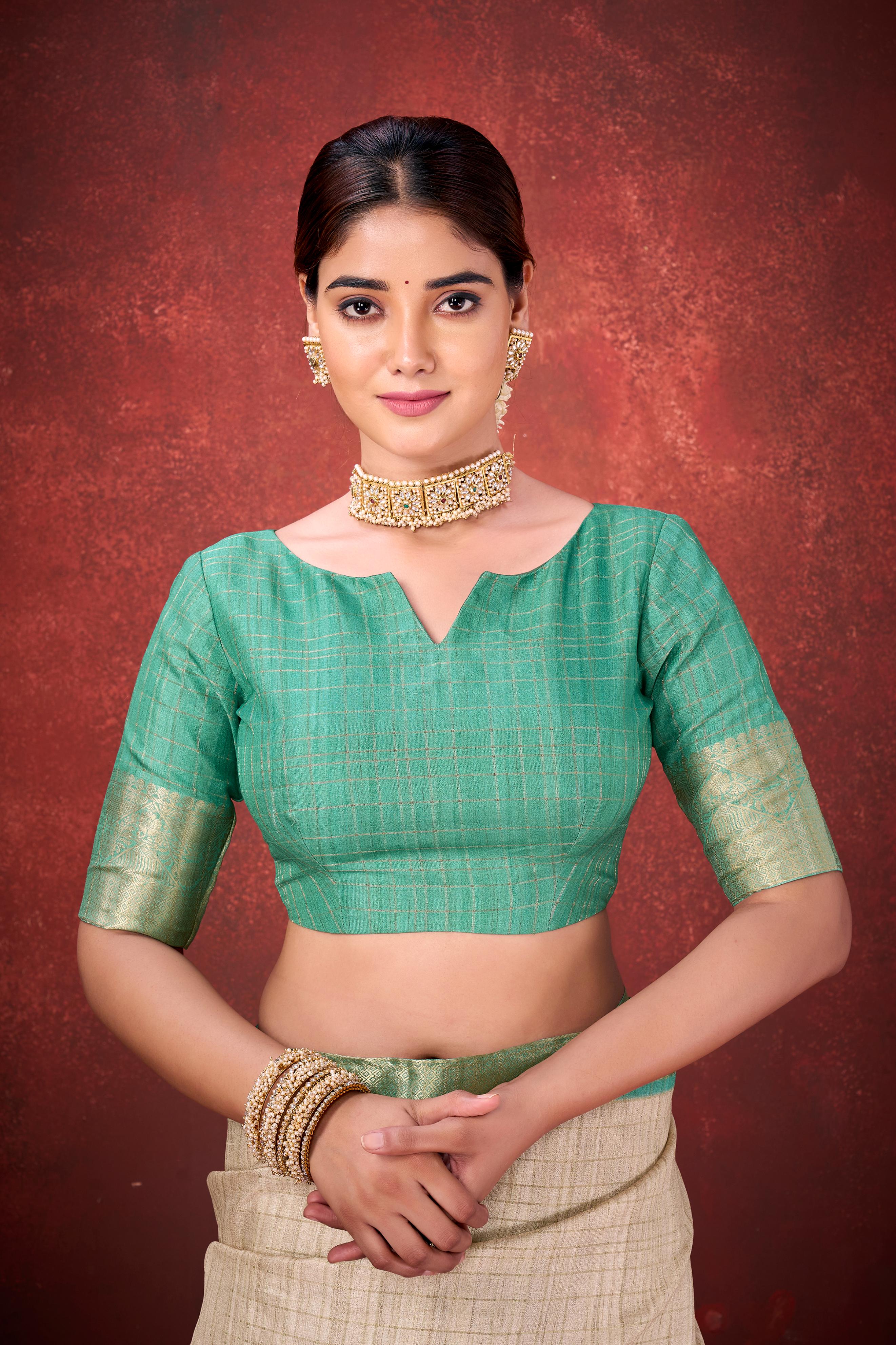 Cream Mulbery Jacquard Silk Printed Saree - Image 5