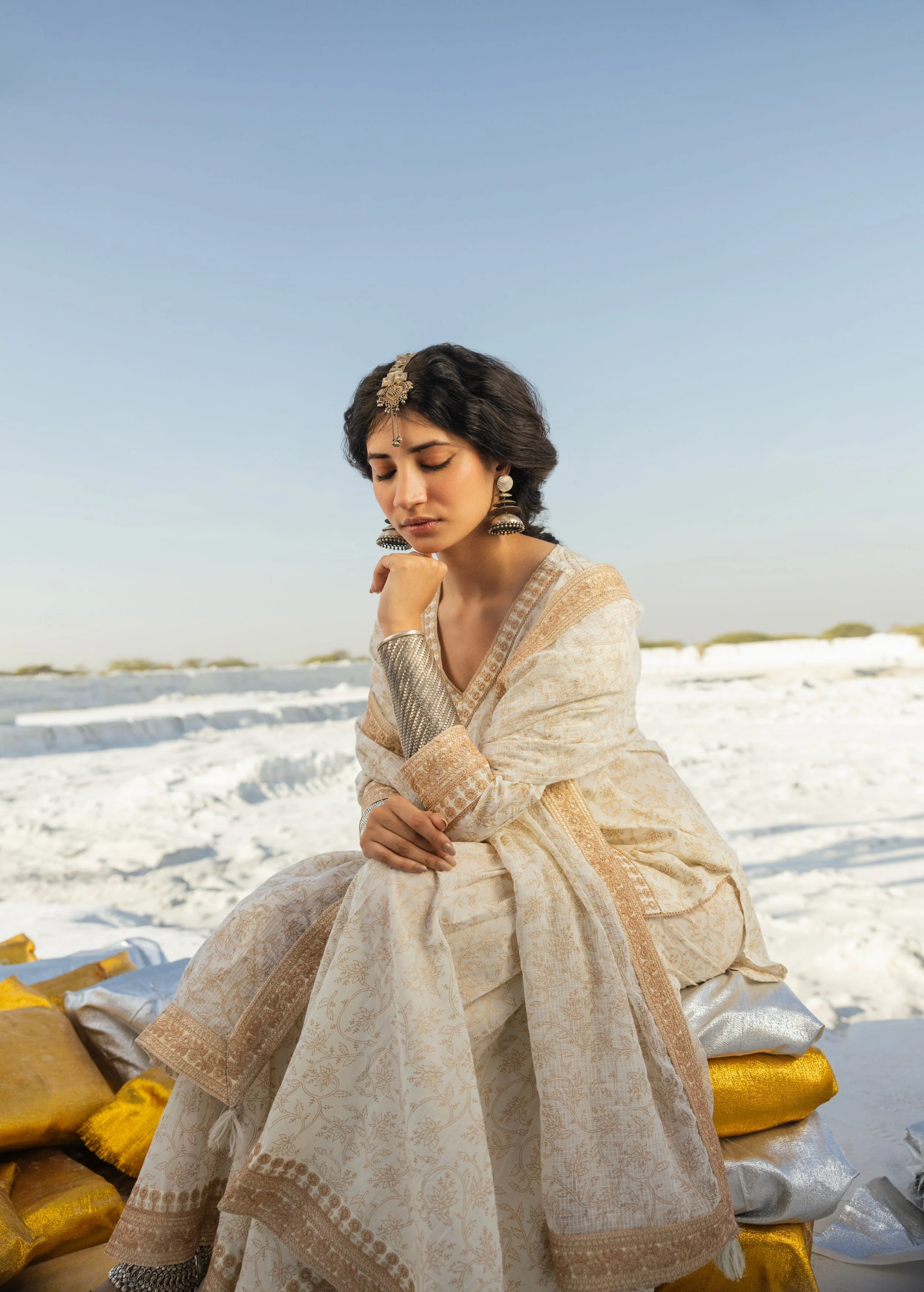 Cream Printed Organic Cotton Sharara Set - Image 3