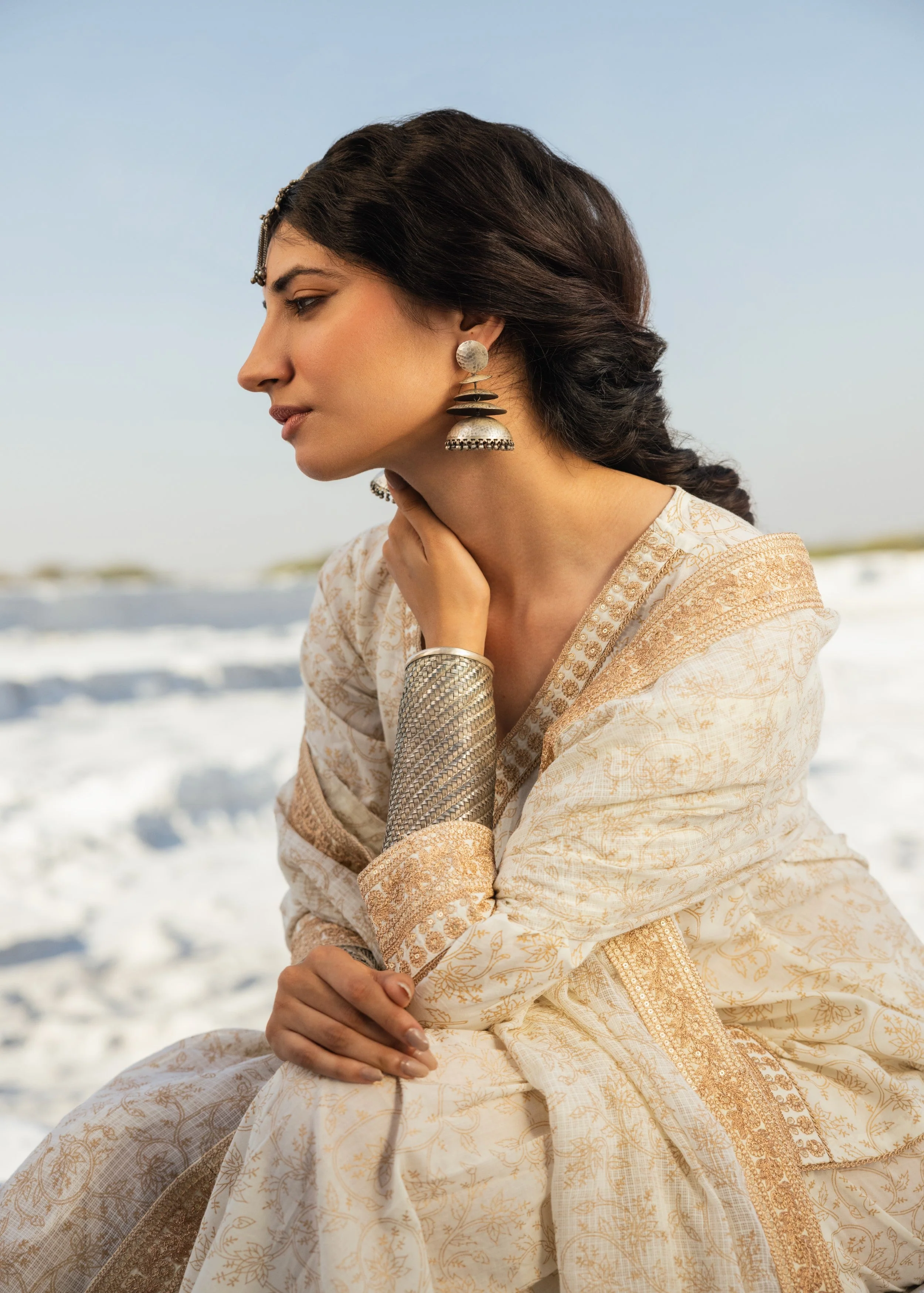 Cream Printed Organic Cotton Sharara Set - Image 4