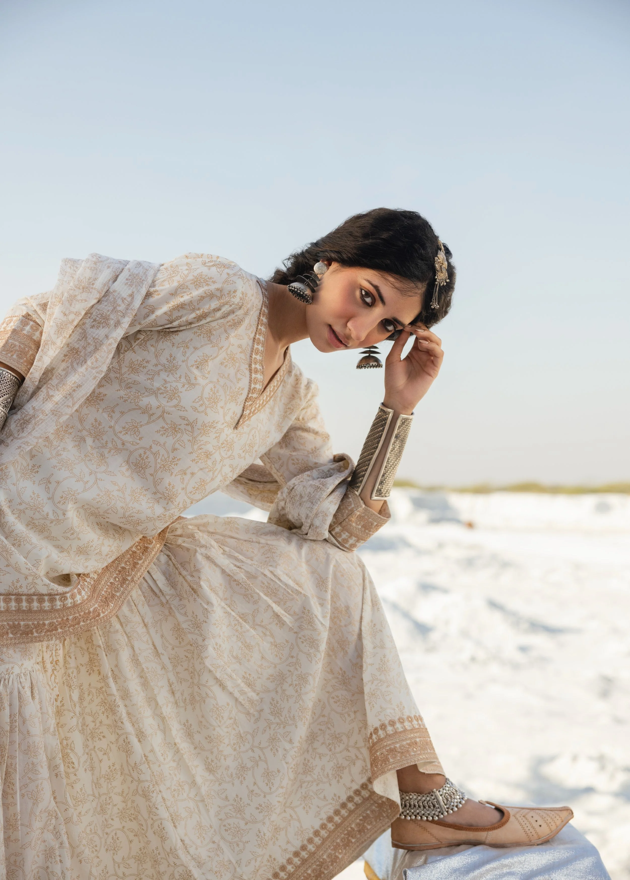 Cream Printed Organic Cotton Sharara Set - Image 5