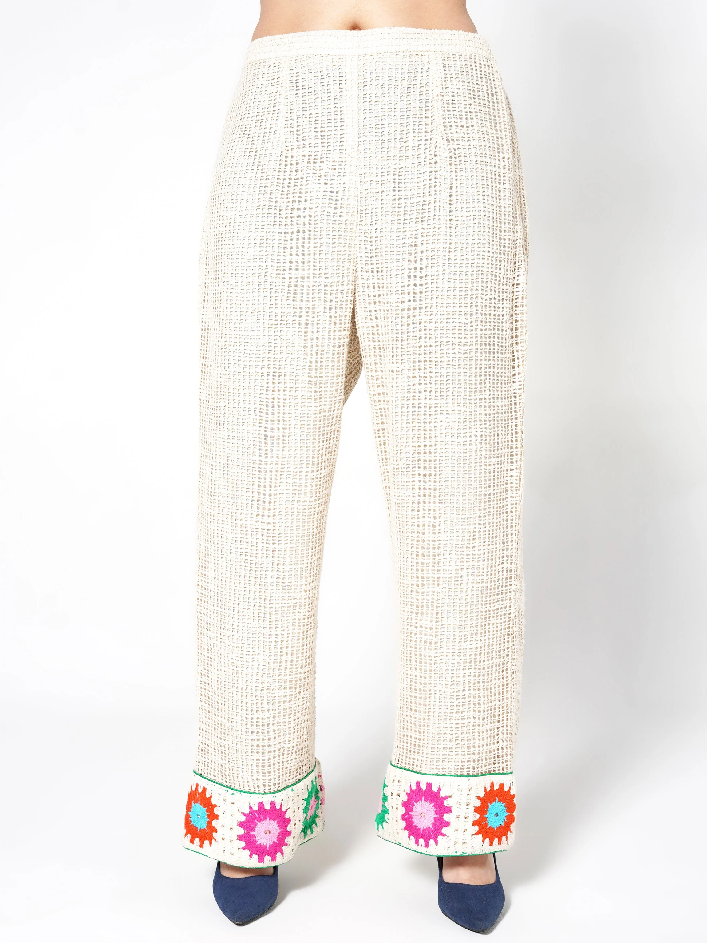 Cream Vibrant Floral Crochet Jute Co-ord Set - Image 5