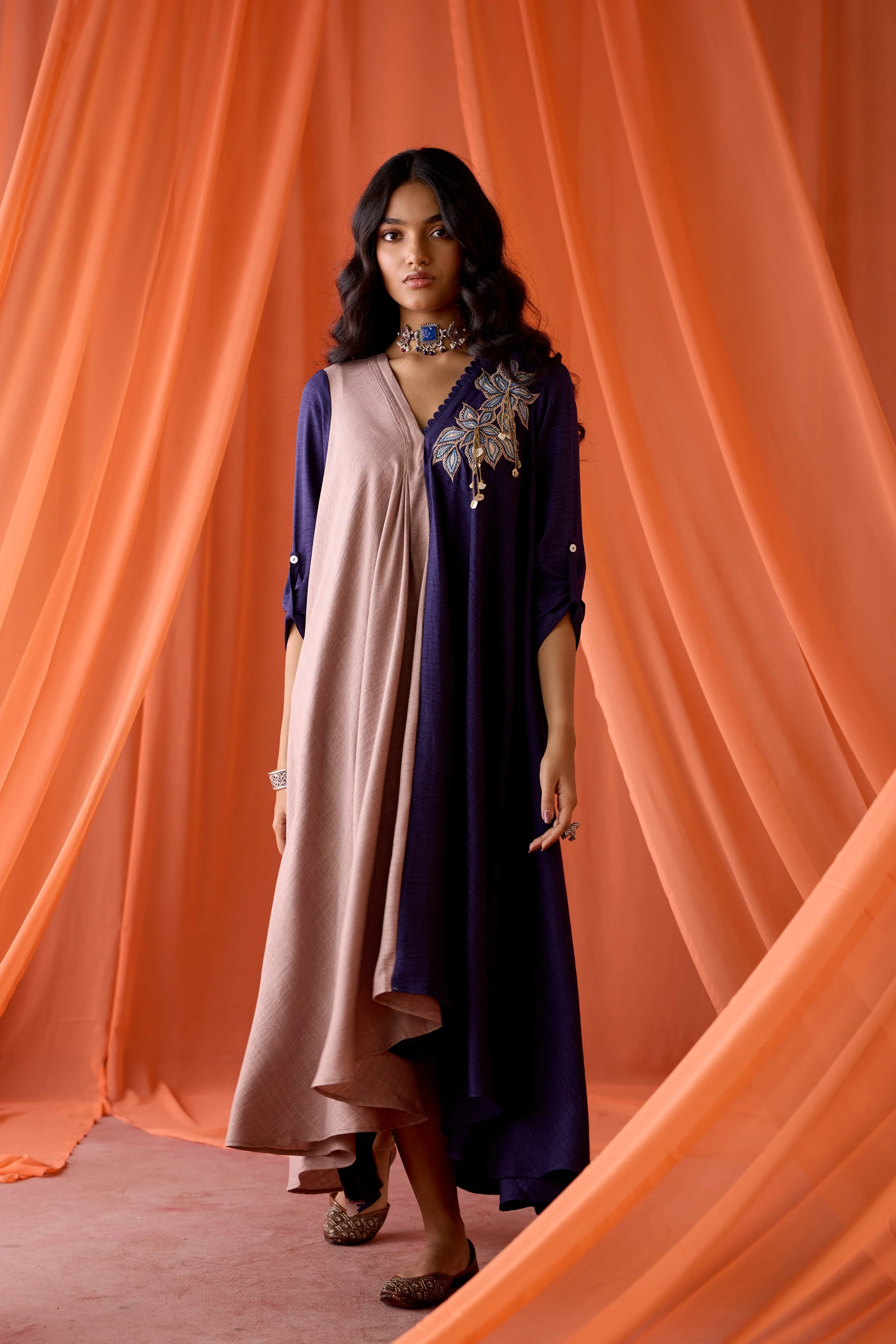 Royal Plum Embellished Premium Silk Dress - Image 5