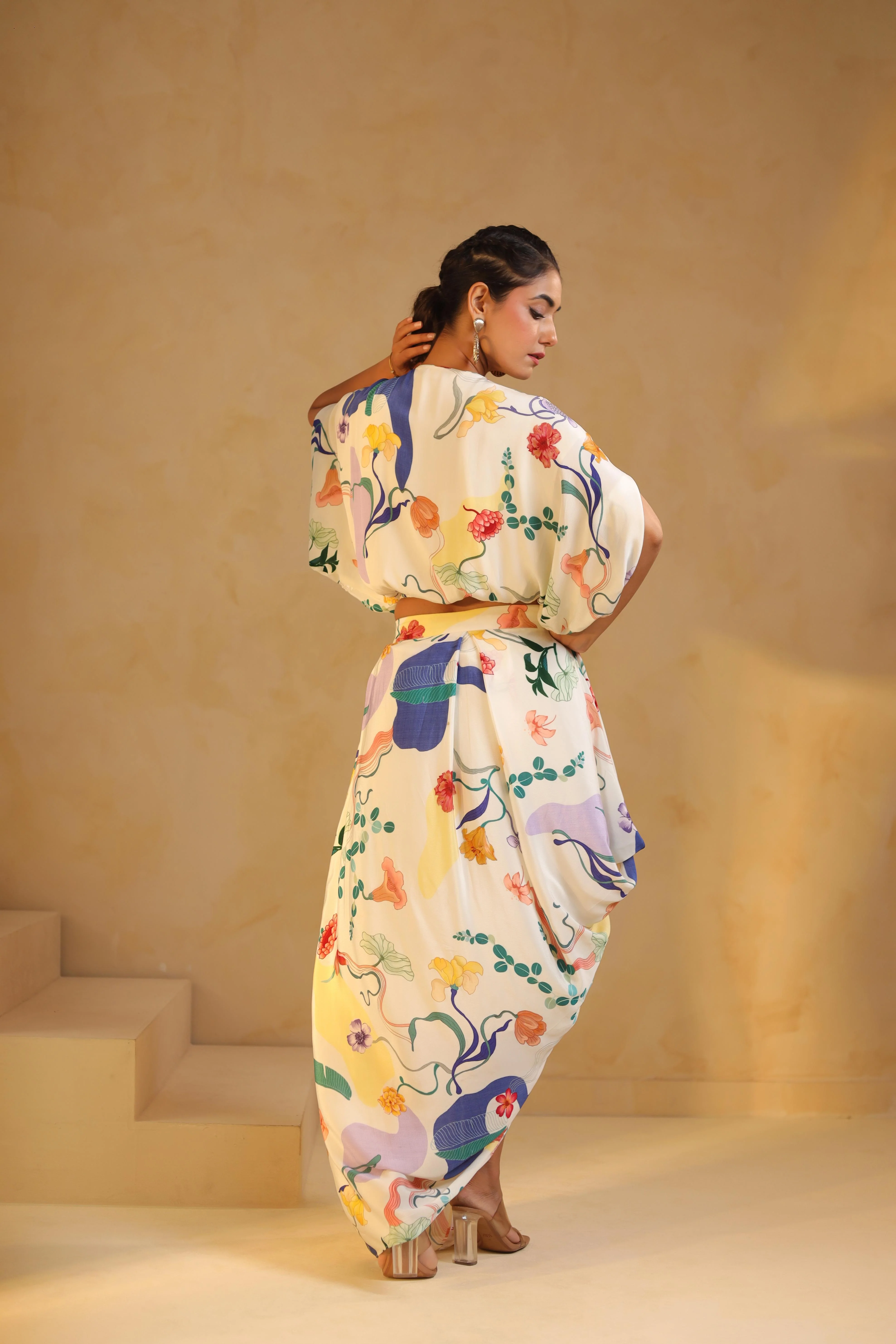 Off-White Abstract Print Viscose Crepe Co-Ord Set - Image 5
