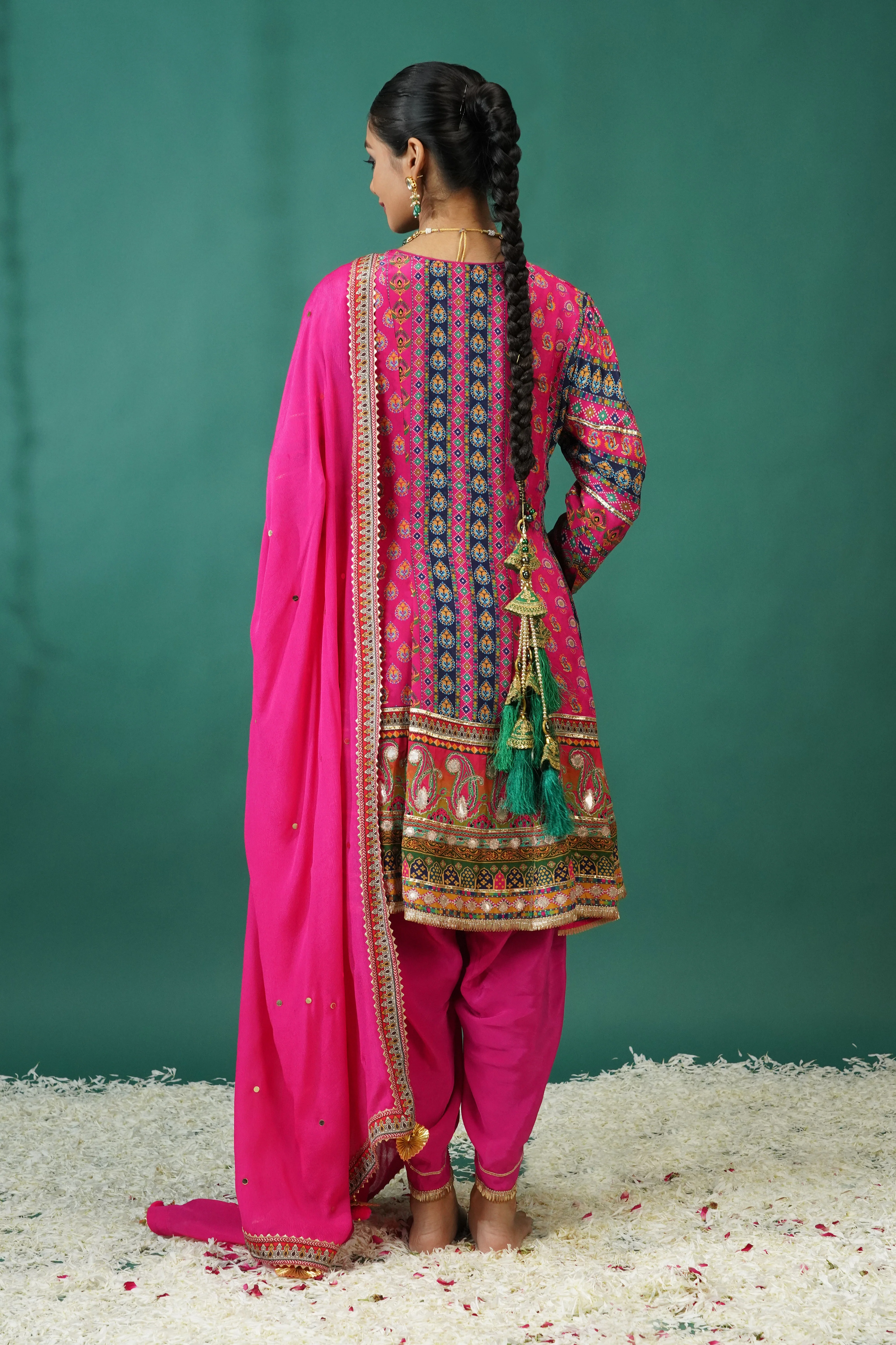 Rani Pink Embellished Crepe Silk Dhoti Set - Image 5
