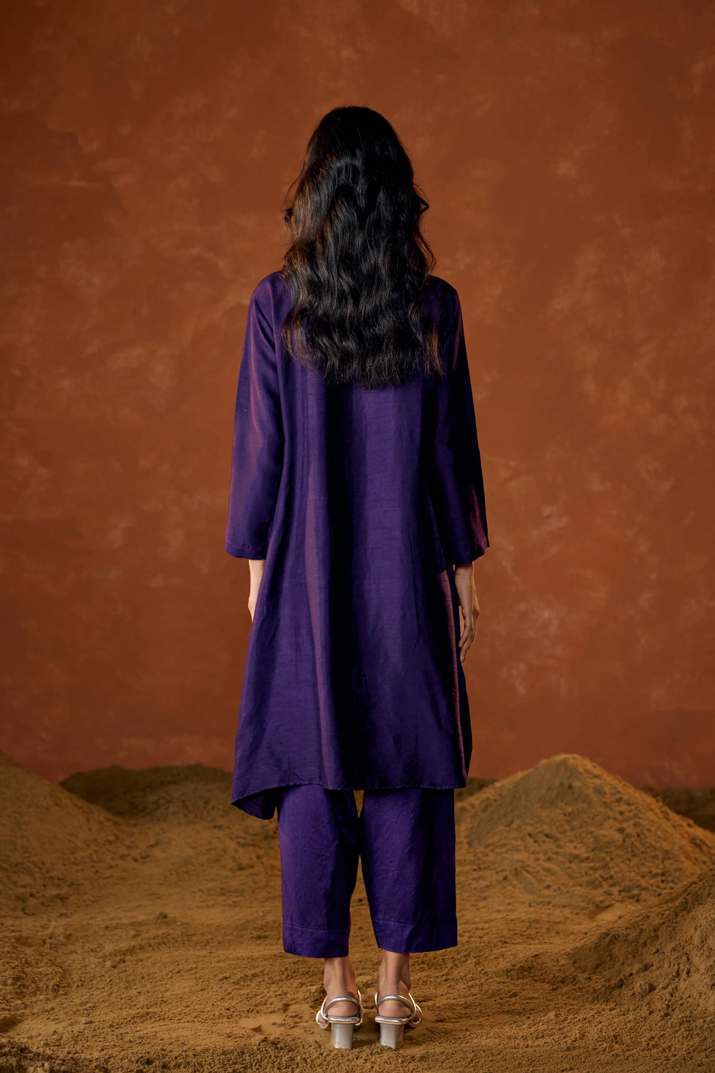 Royal Purple Embellished Raw Silk Co-Ord Set - Image 6