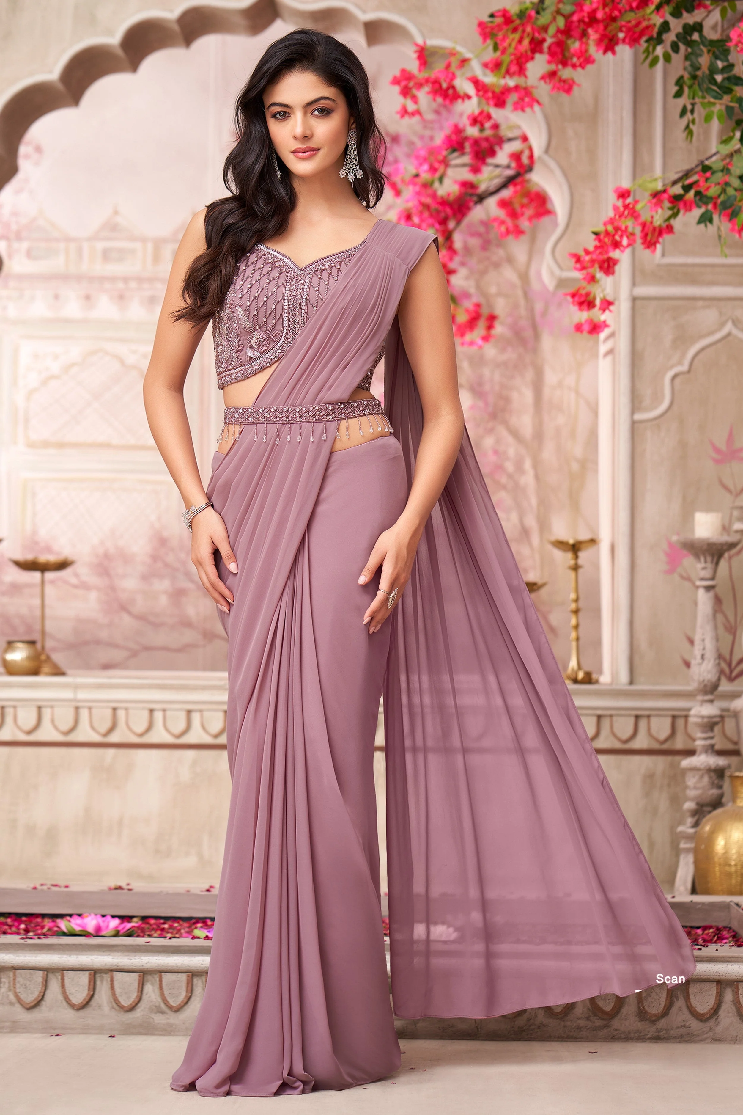 Deep Mauve Draped Saree