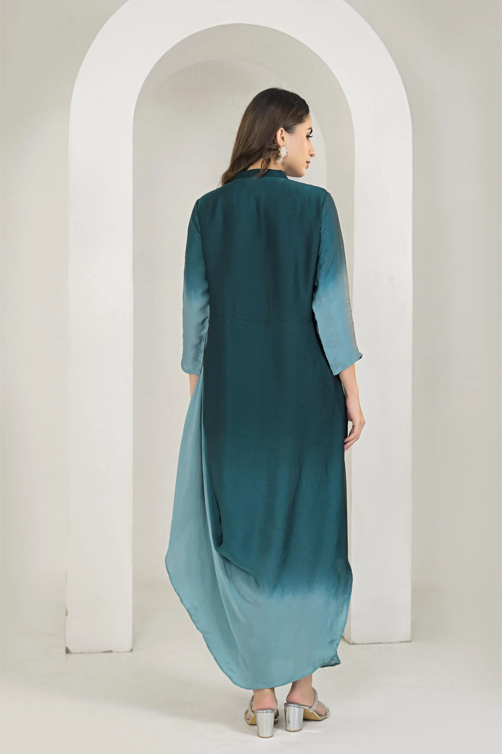 Deep Teal Ombre-Dyed Gown - Image 5