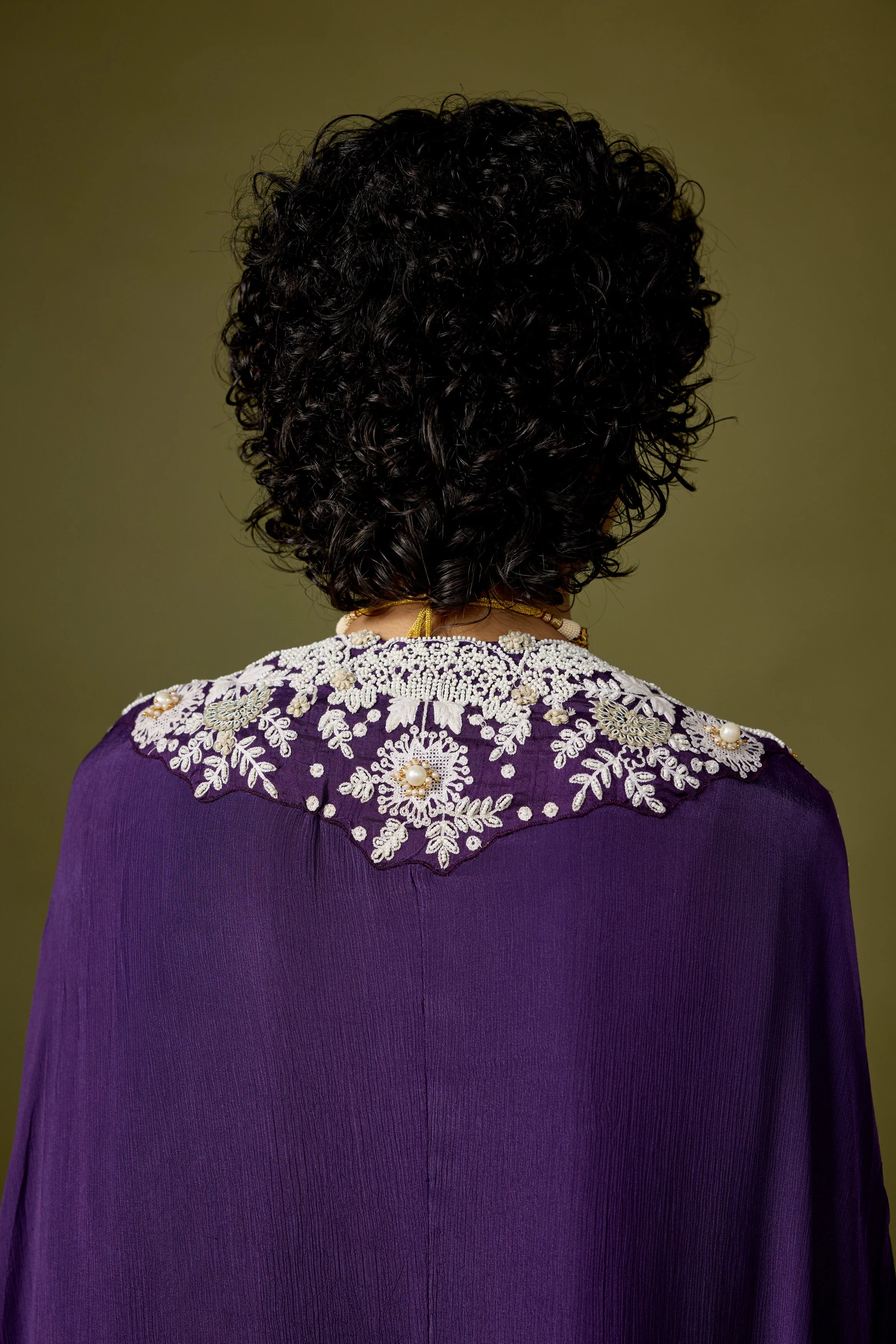 Deep Violet Embellished Chinon Silk Sharara Set - Image 6