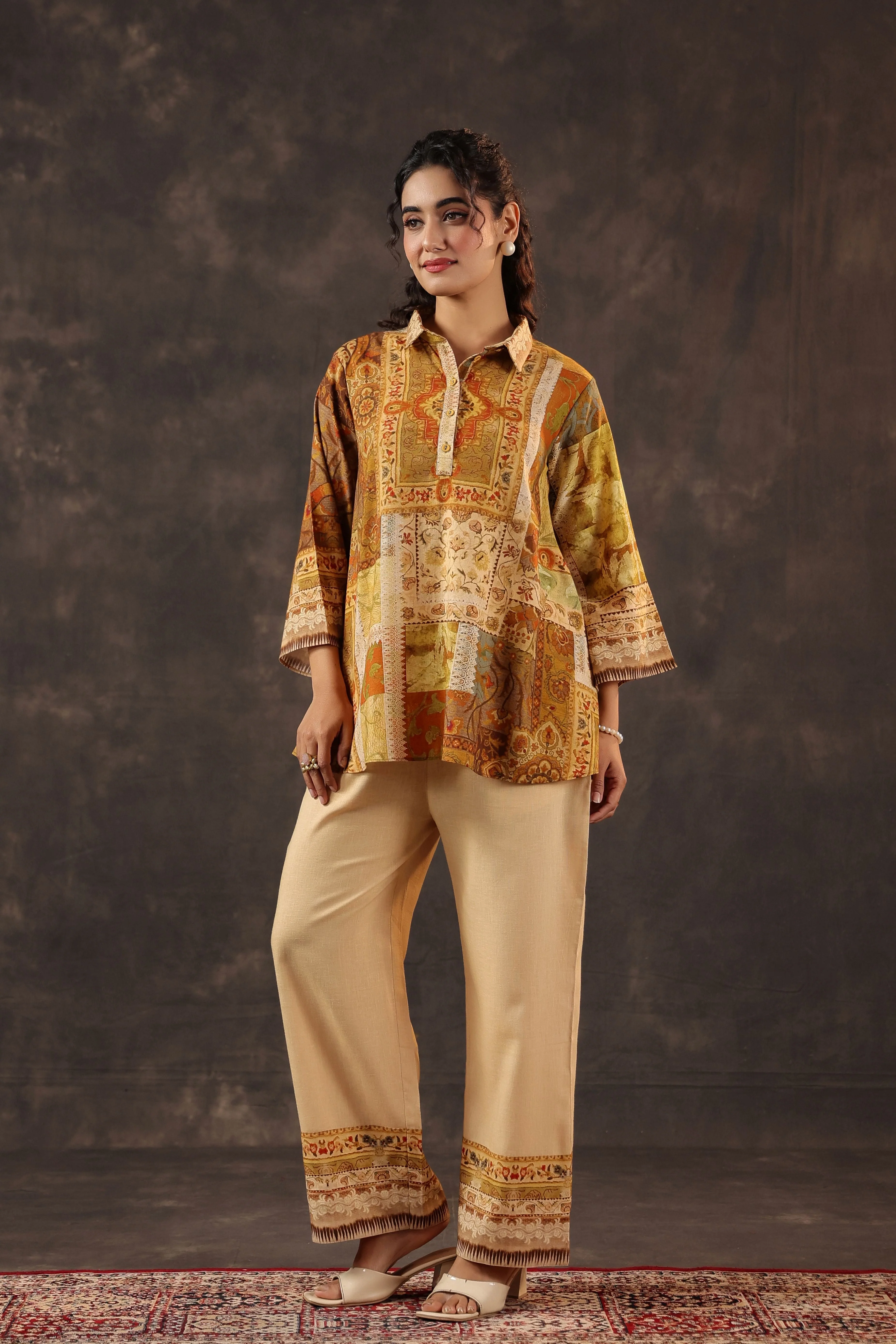 Desert Amber Printed Linen Co-Ord Set - Image 4