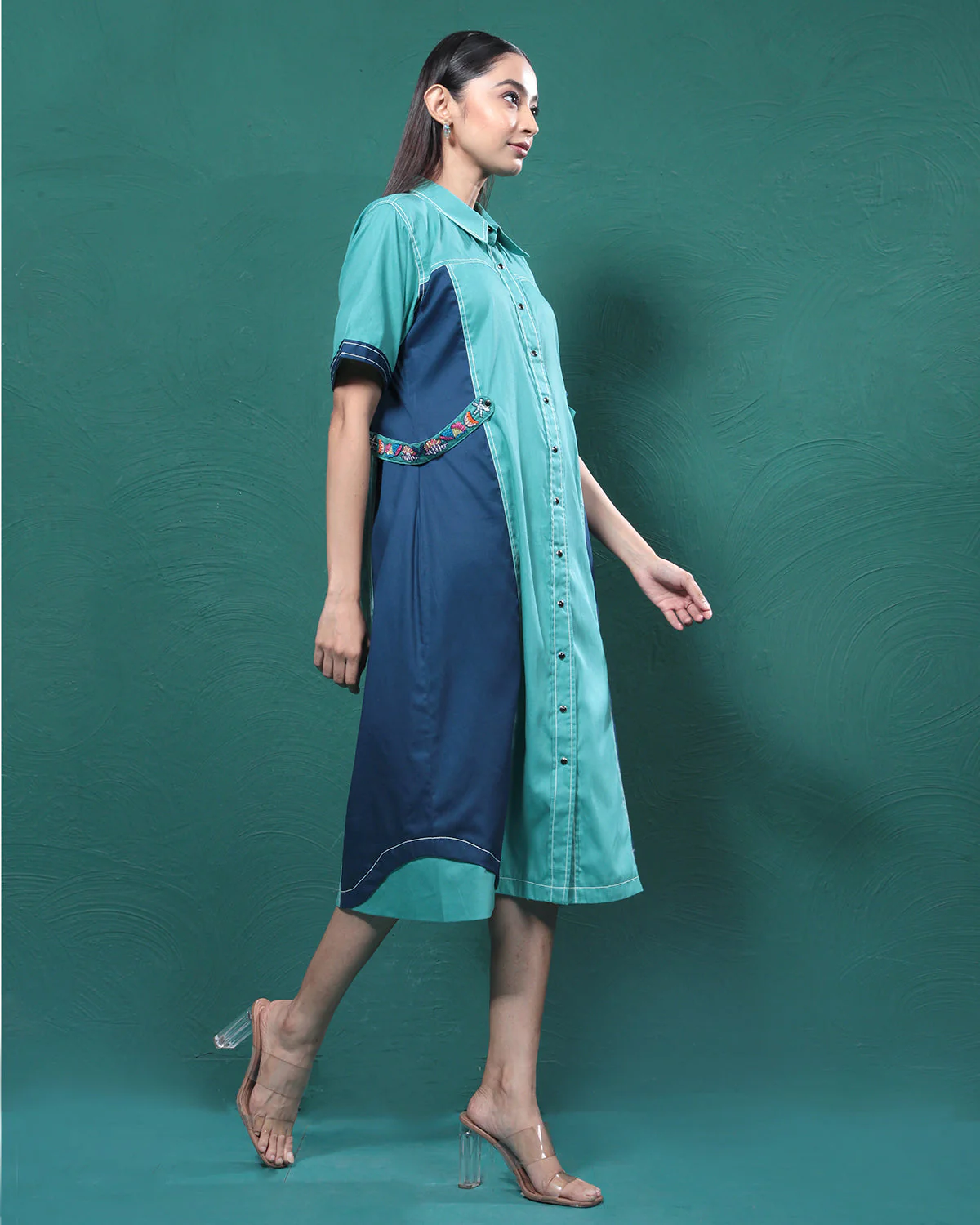 Blue Lagoon Playful Long Shirt Dress - Image 3