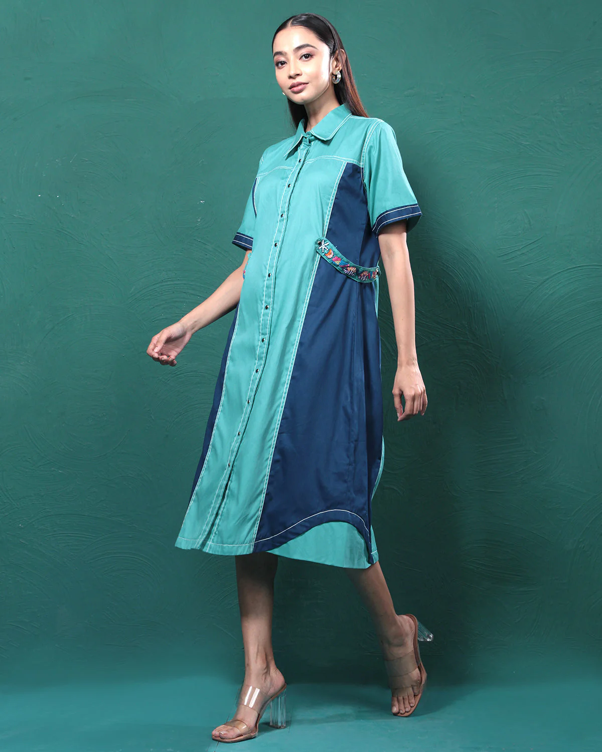 Blue Lagoon Playful Long Shirt Dress - Image 4