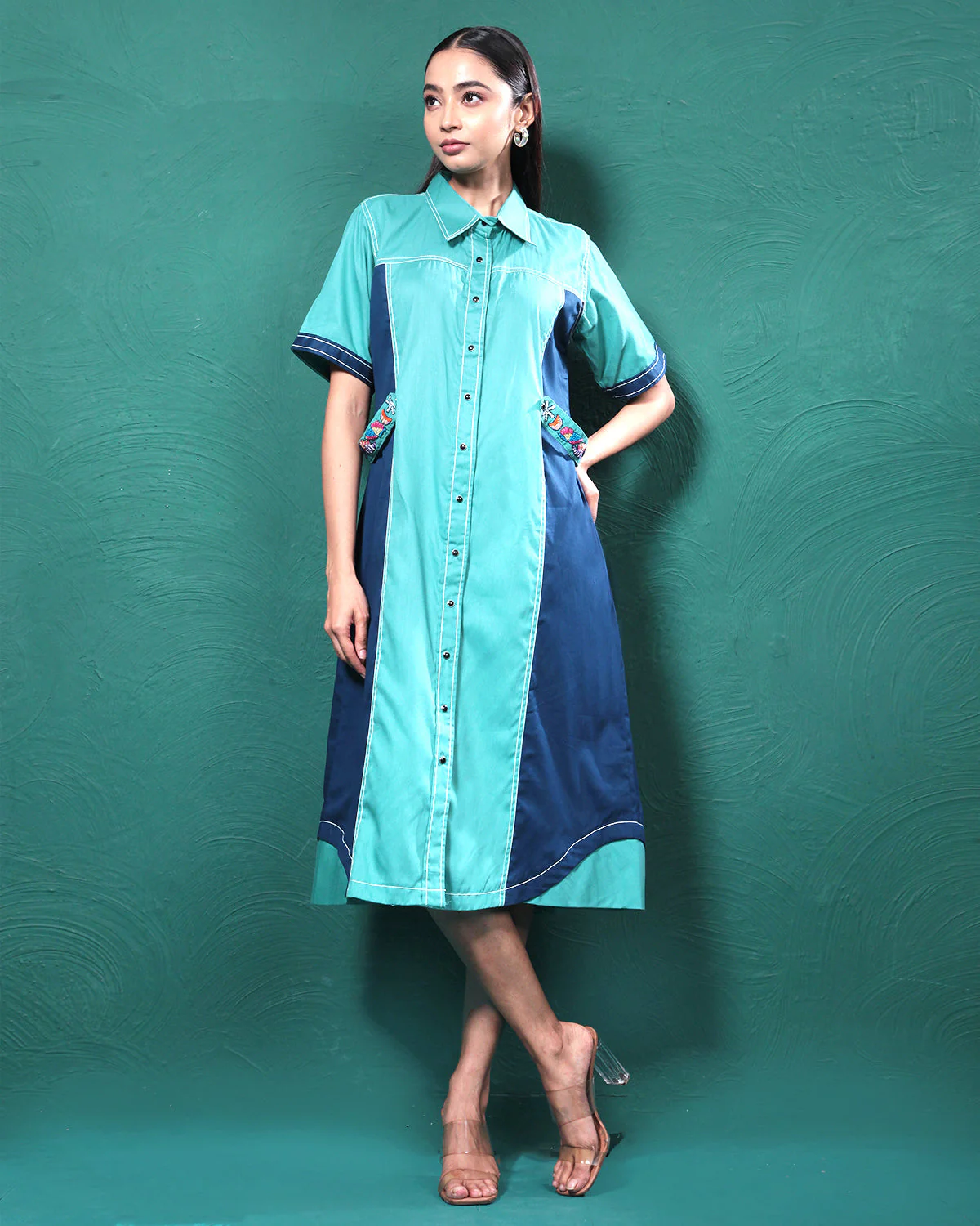 Blue Lagoon Playful Long Shirt Dress - Image 6