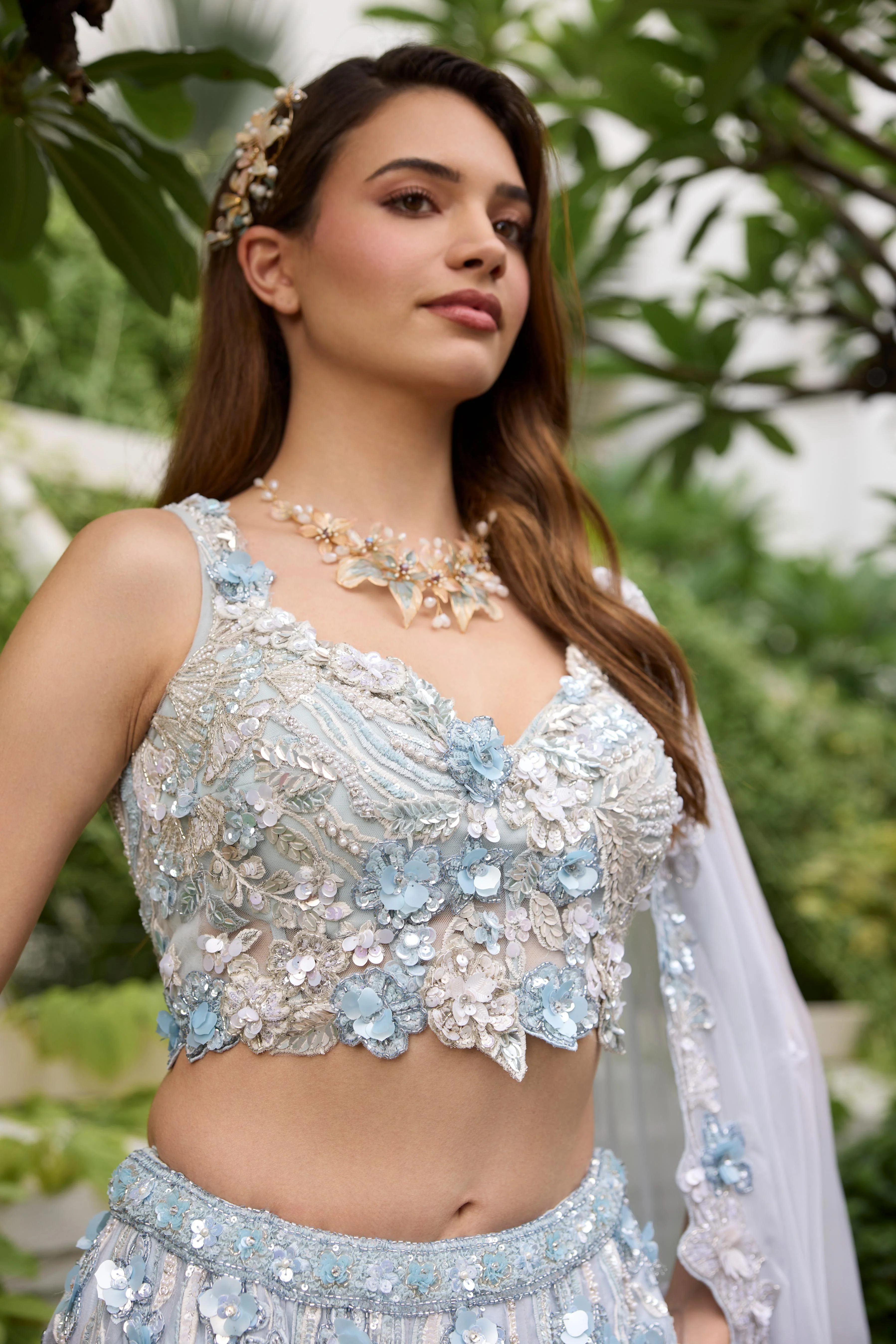 Icy Blue Embellished Premium Lehenga Set - Image 2