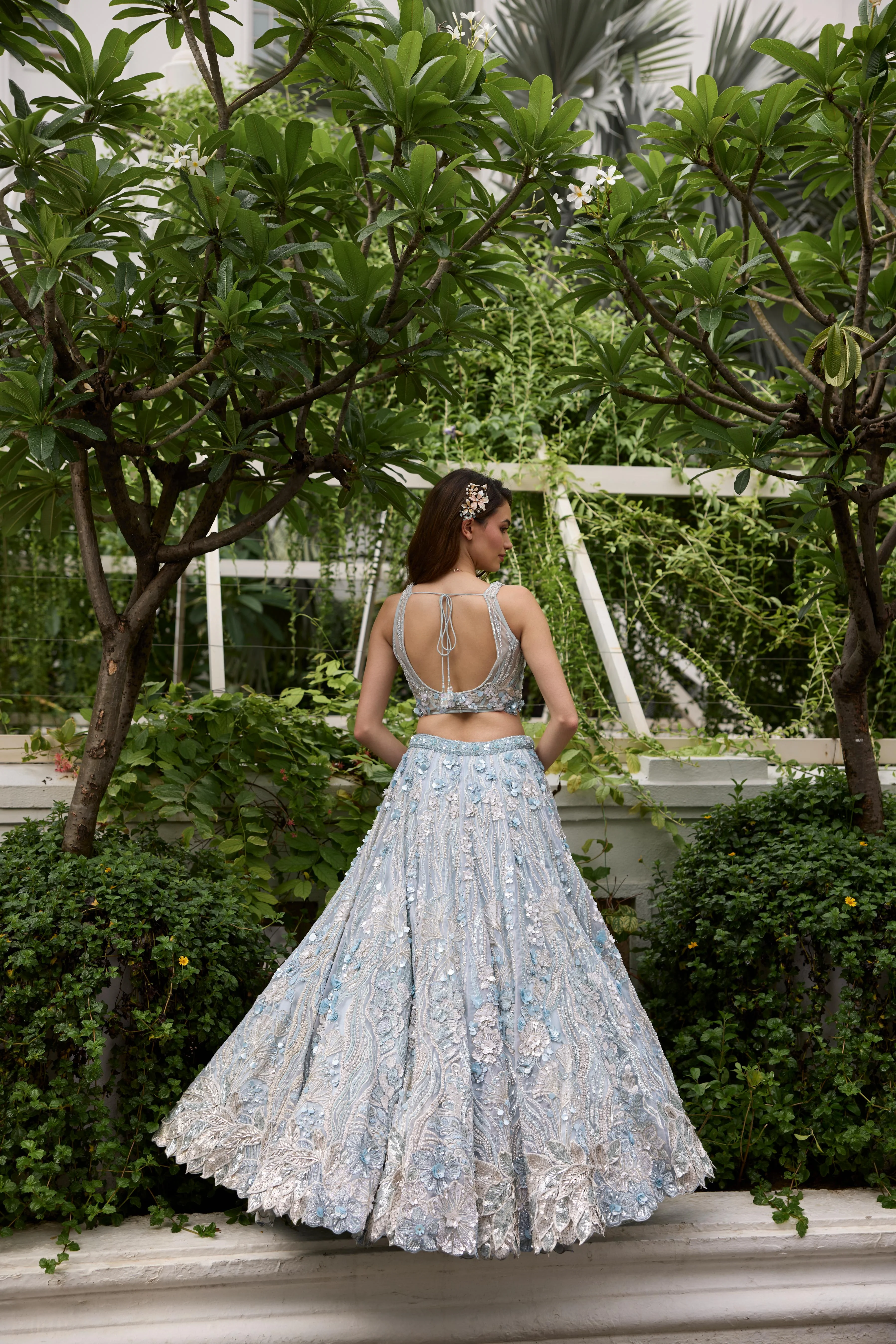 Icy Blue Embellished Premium Lehenga Set - Image 5