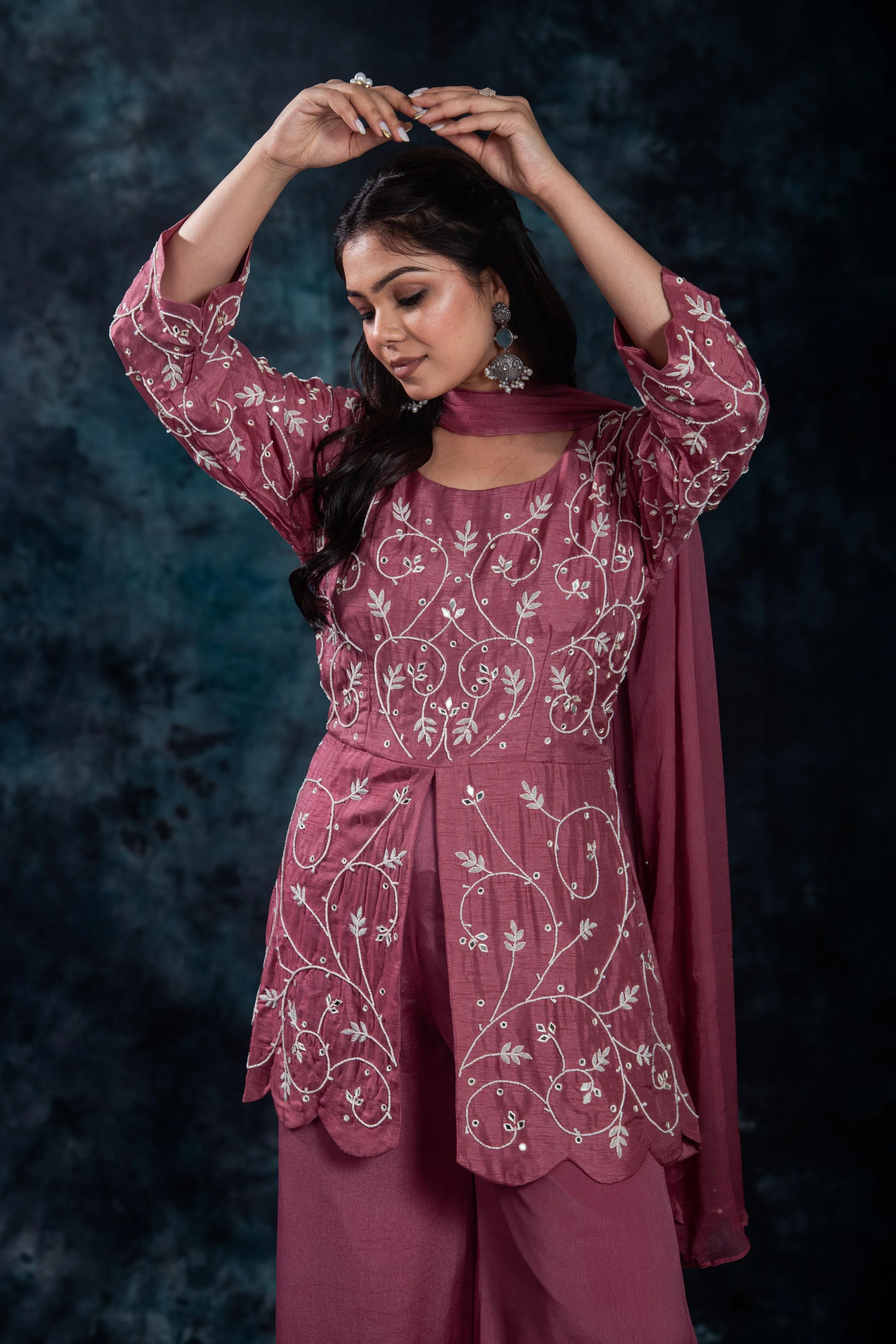 Dusty Rose Embroidered Palazzo Set - Image 7