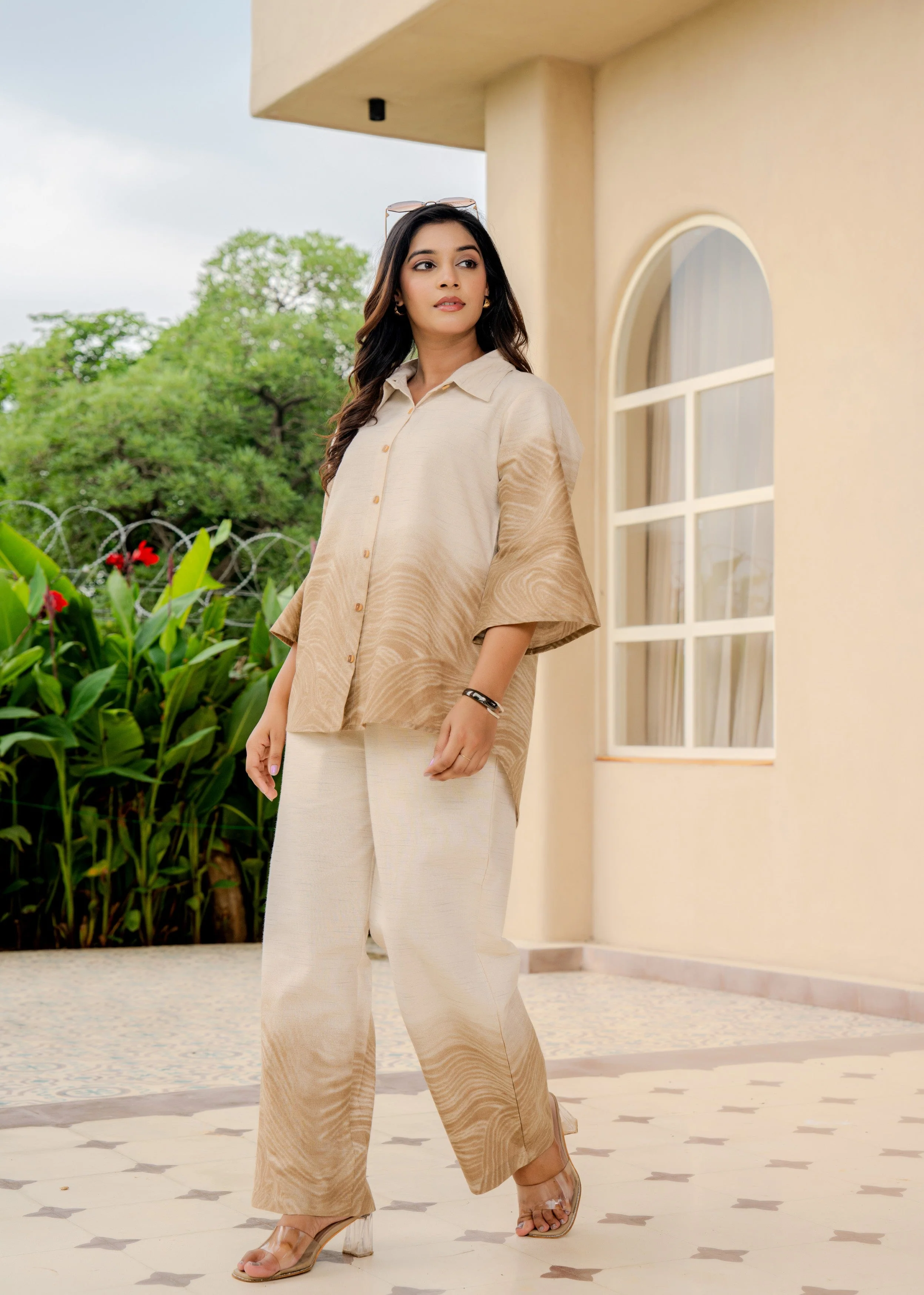 Earthy Ombre Marble Print Cotton Co-ord Set - Image 3