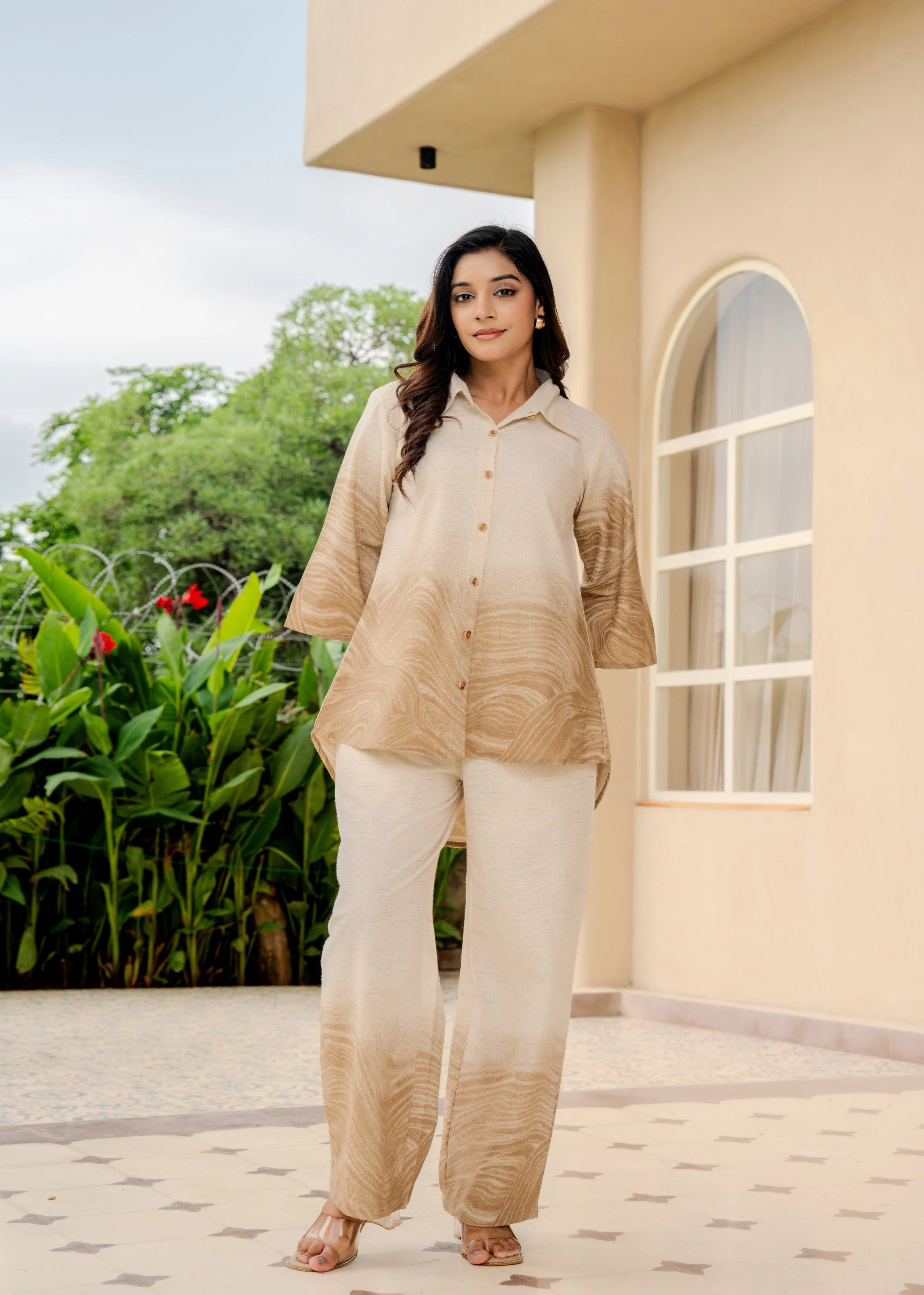 Earthy Ombre Marble Print Cotton Co-ord Set - Image 5