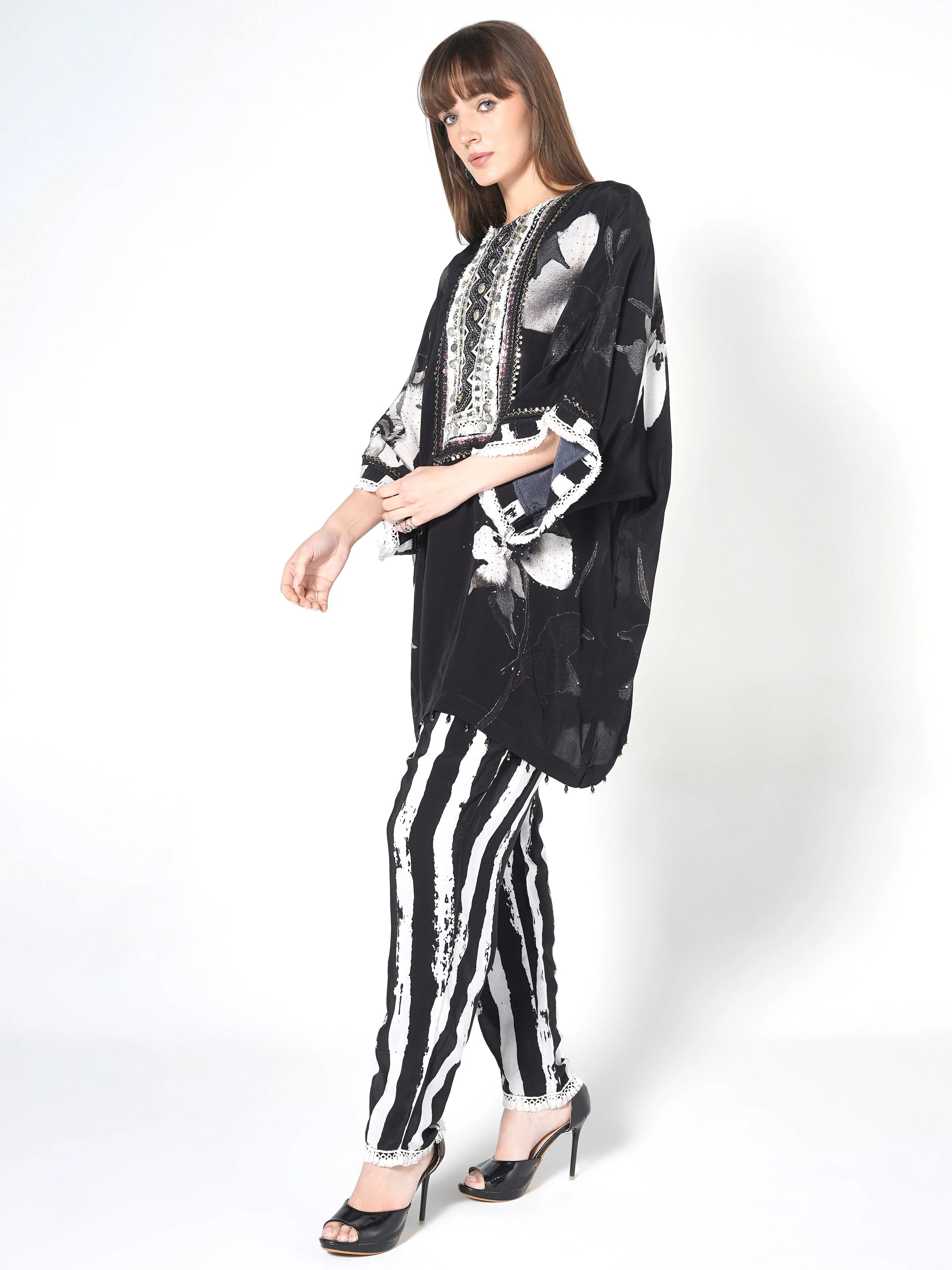 Ebony Black Printed Crepe Silk Co-Ord Set - Image 3