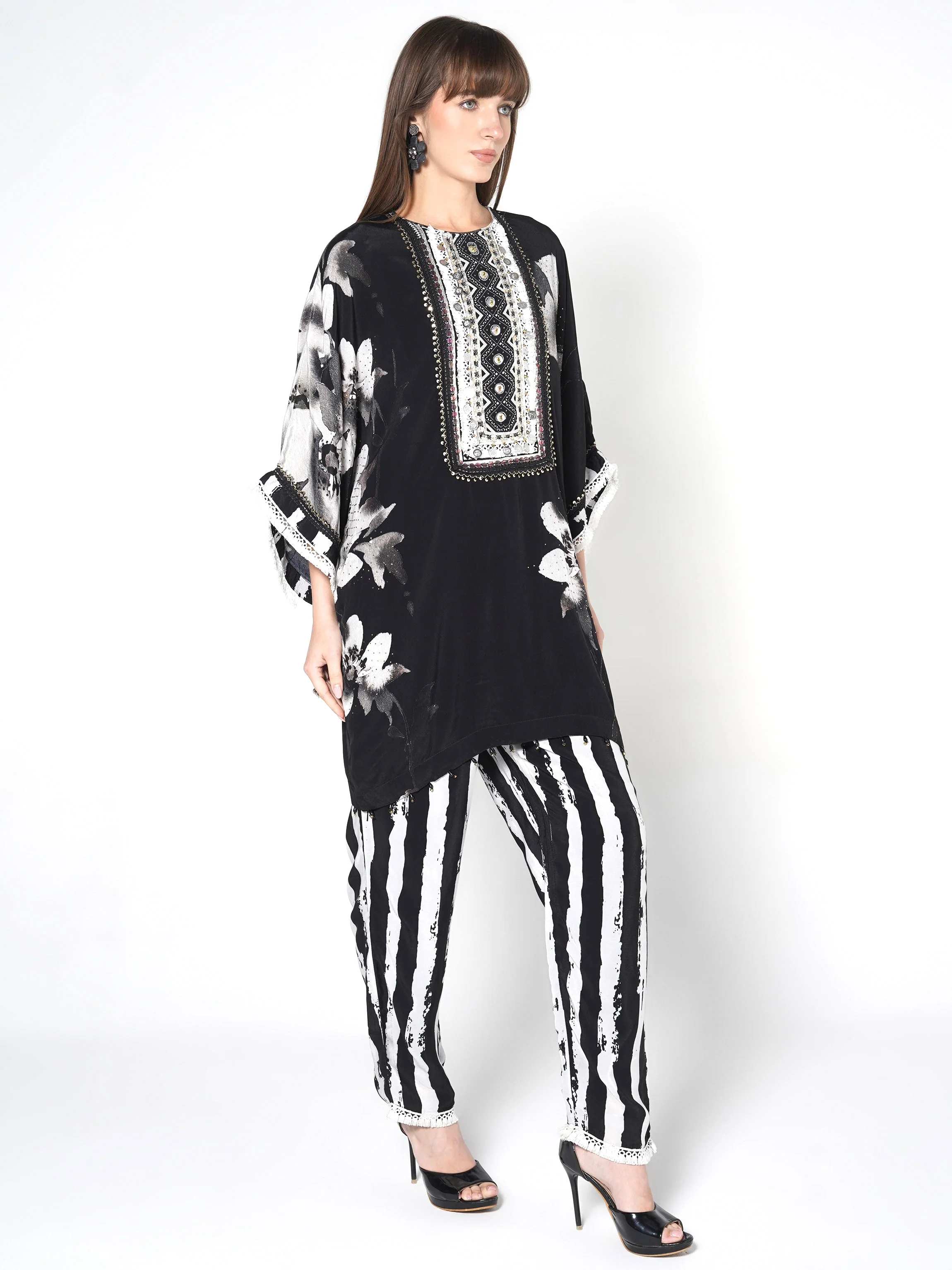 Ebony Black Printed Crepe Silk Co-Ord Set - Image 5