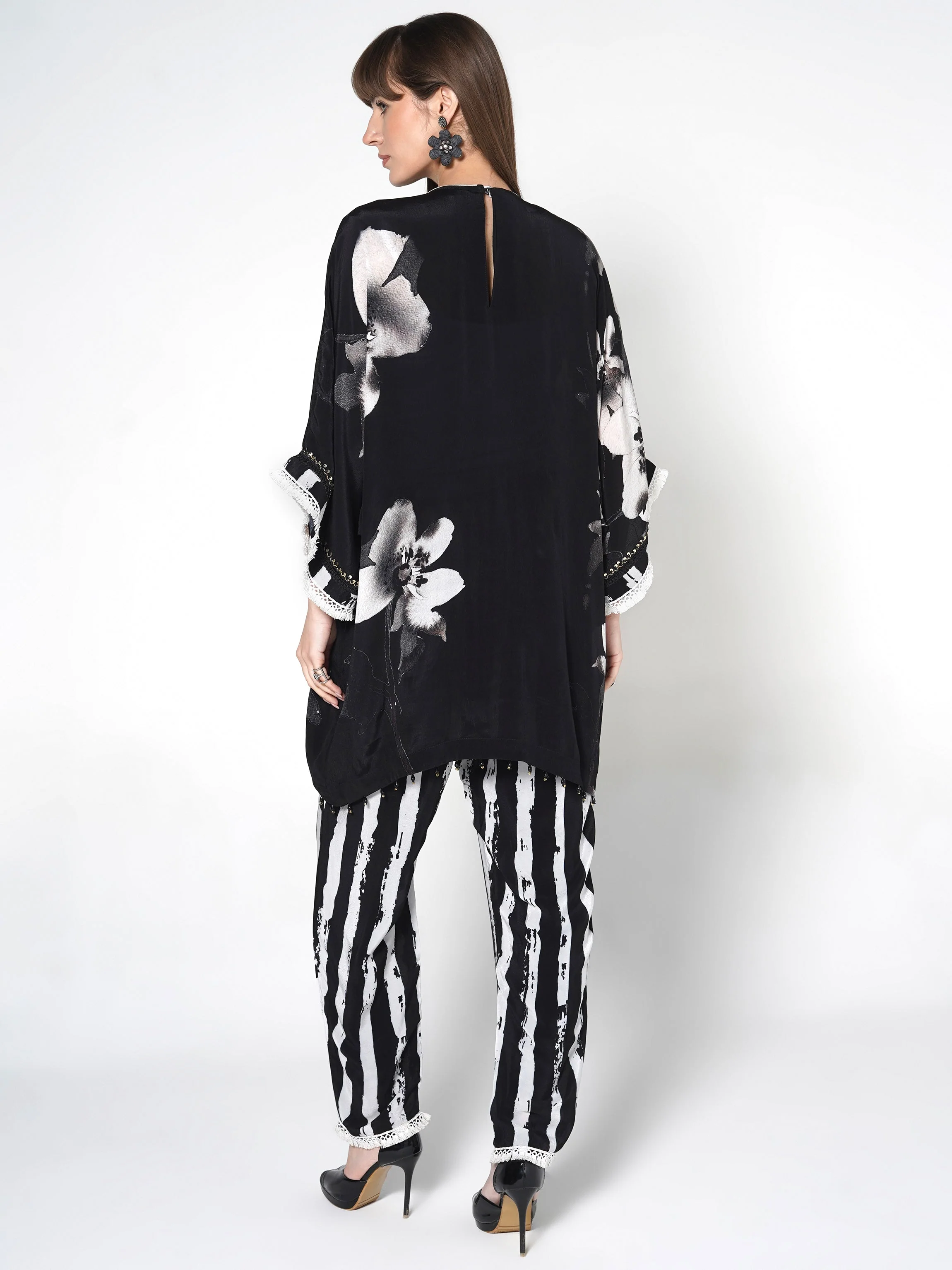Ebony Black Printed Crepe Silk Co-Ord Set - Image 6