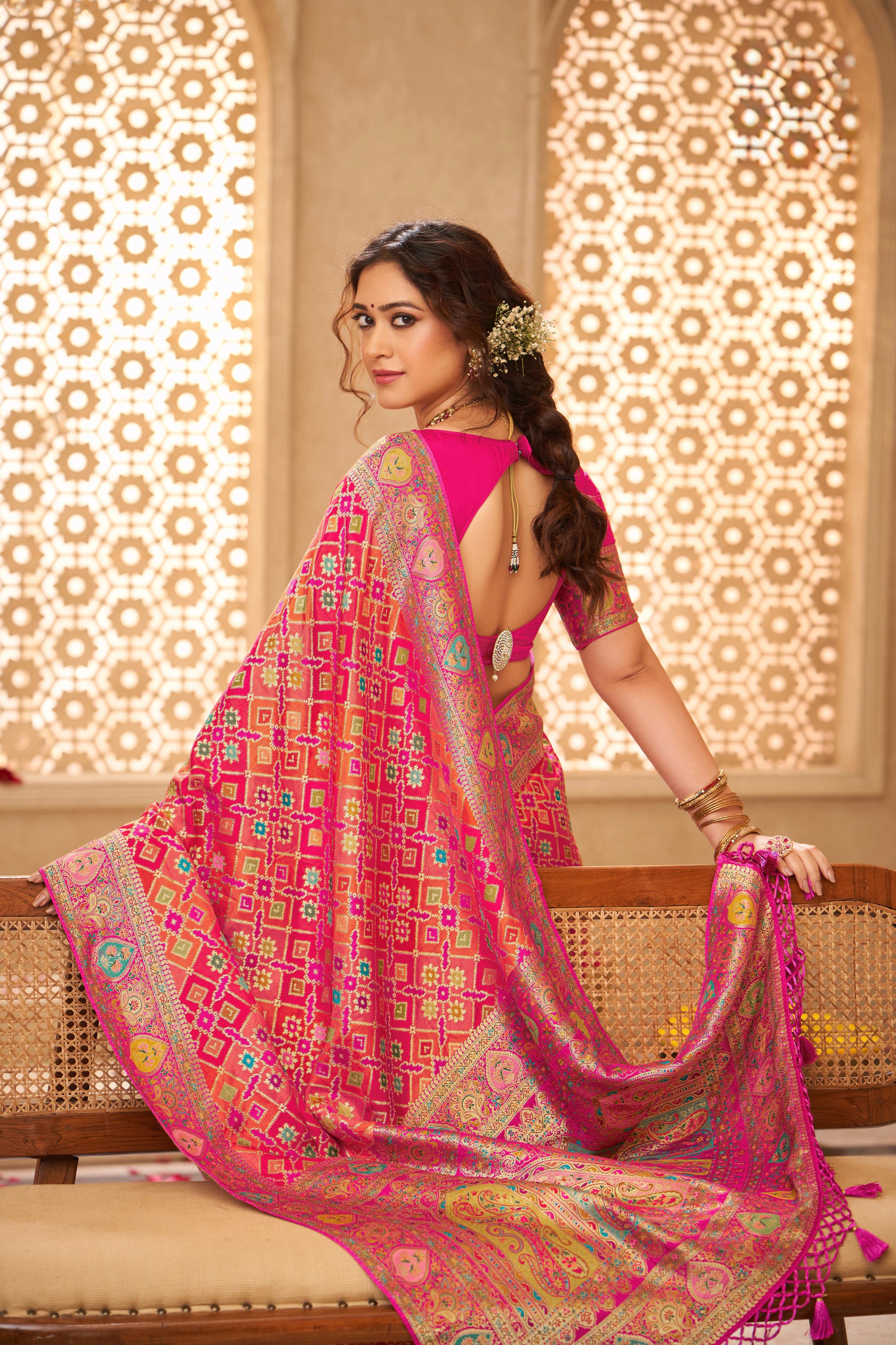 Bandhej Patola Design Tussar Rangkaat Silk Saree - Image 2