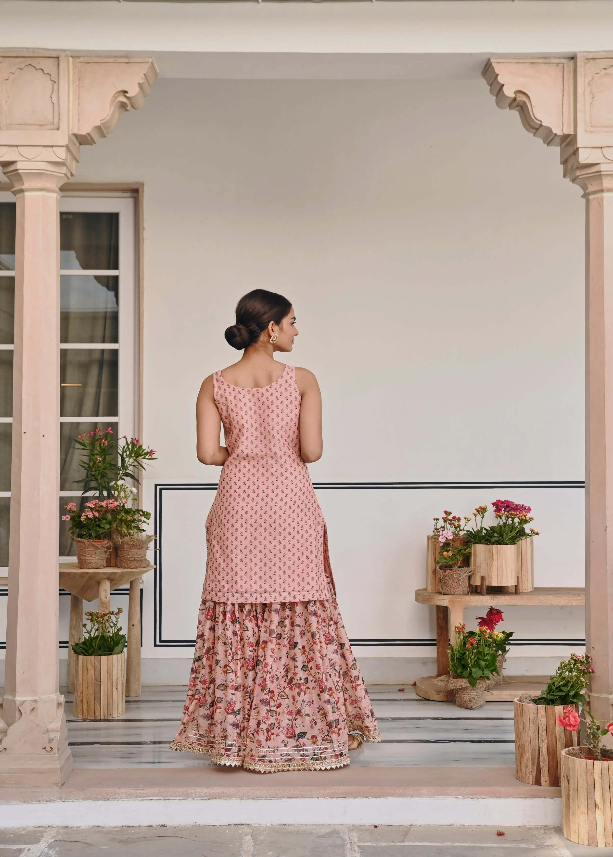 Light Pink Embellished Chanderi Silk Sharara Set - Image 6