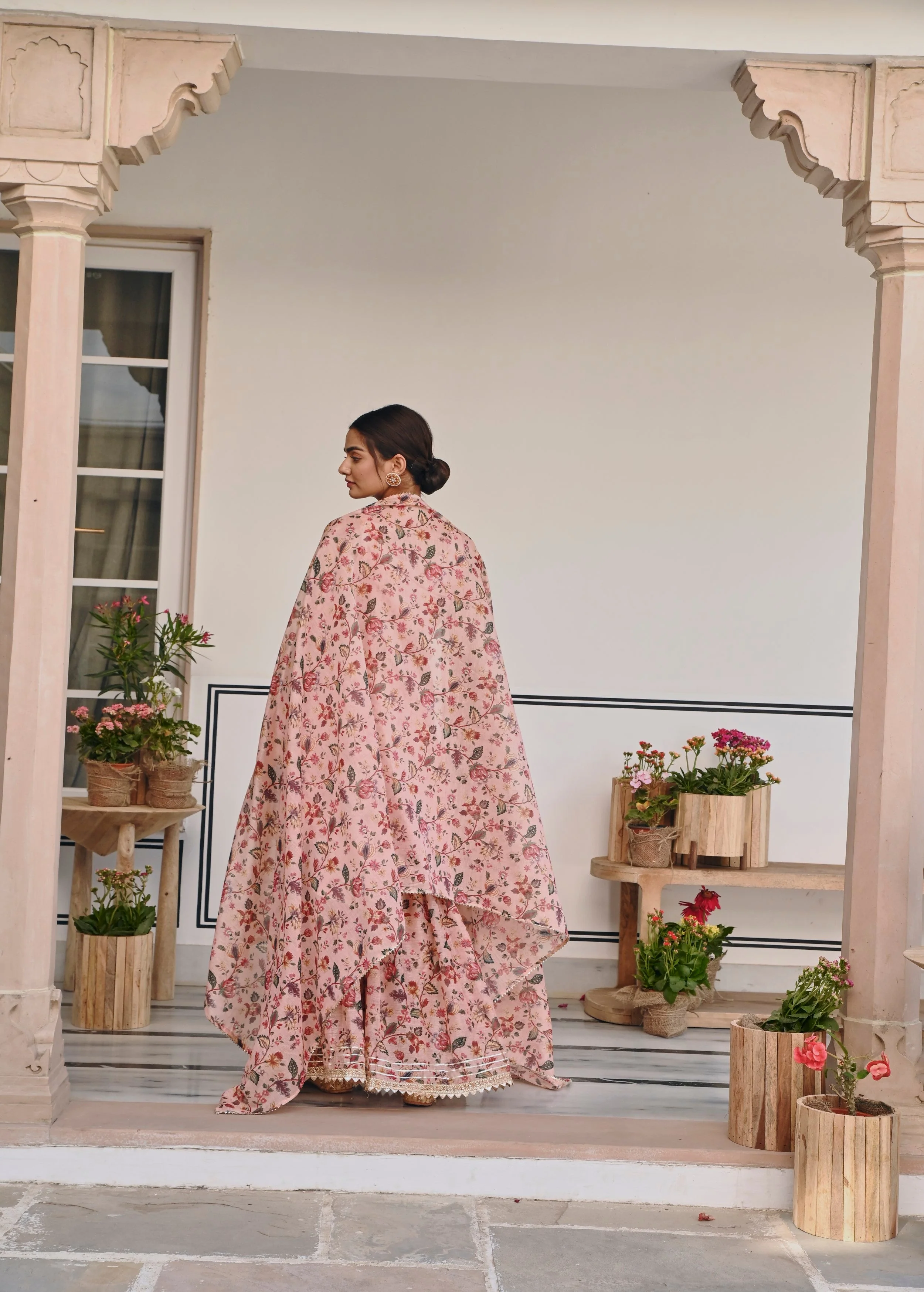 Light Pink Embellished Chanderi Silk Sharara Set - Image 7