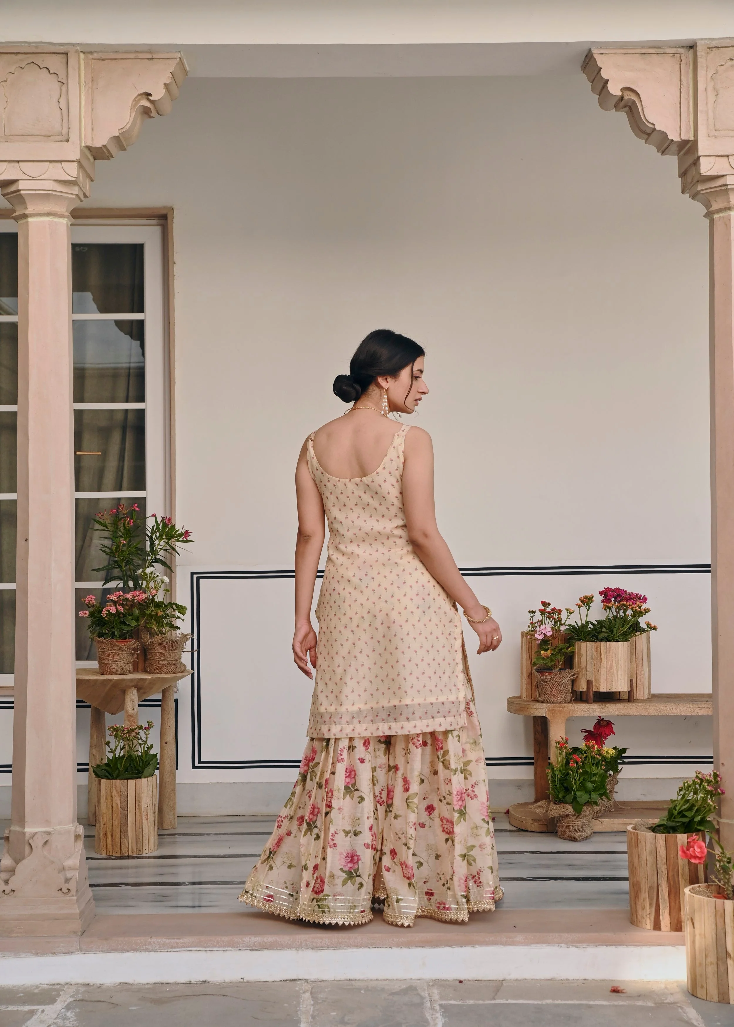 Cream Embellished Chanderi Silk Sharara Set - Image 6