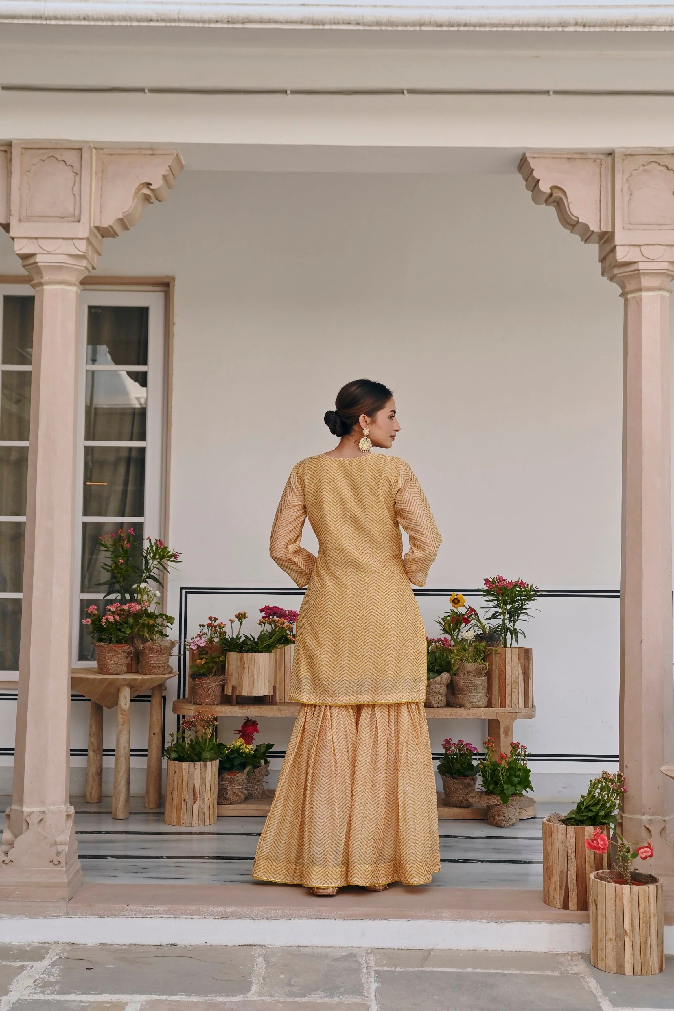 Mustard Embellished Chanderi Silk Sharara Set - Image 5