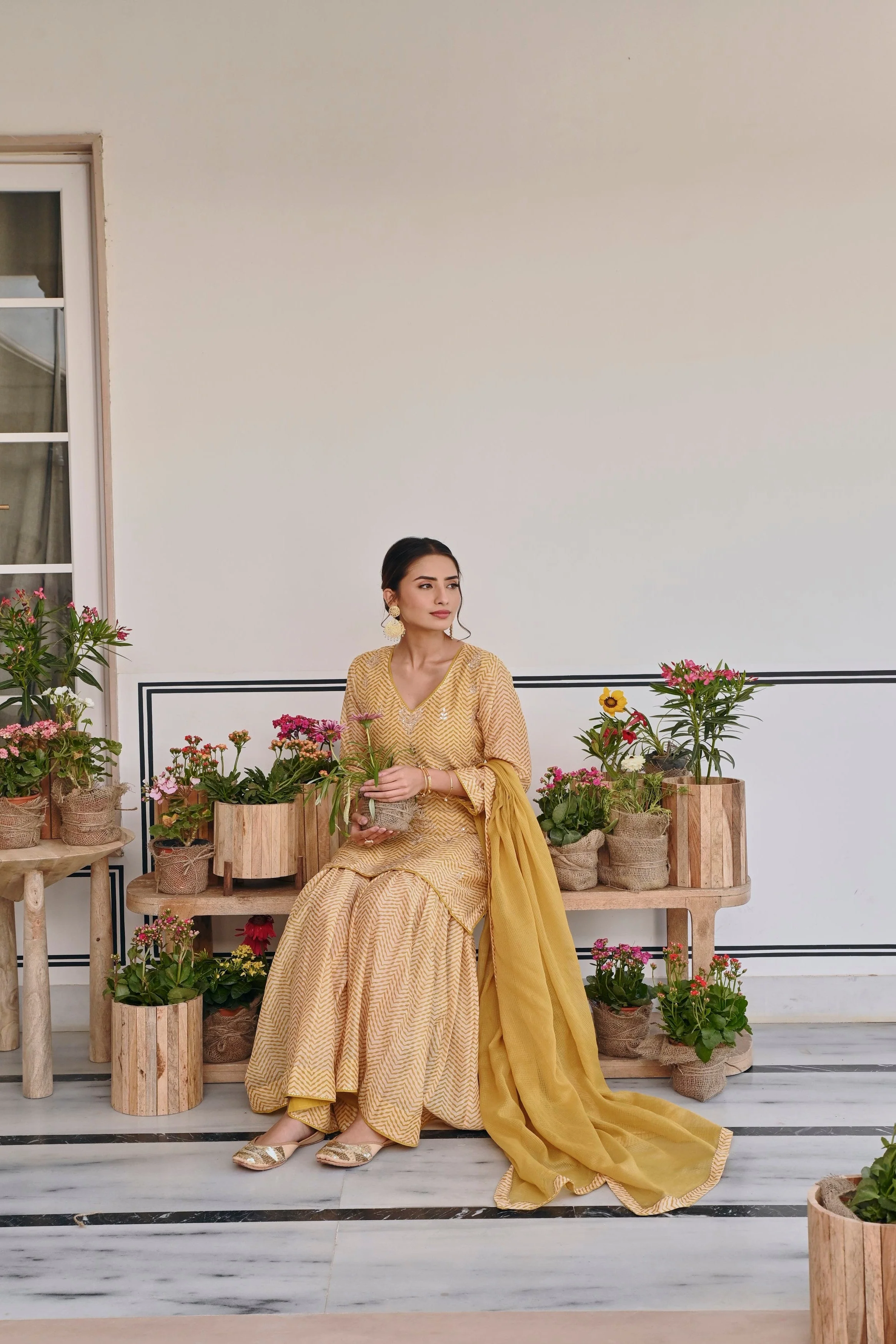 Mustard Embellished Chanderi Silk Sharara Set - Image 6