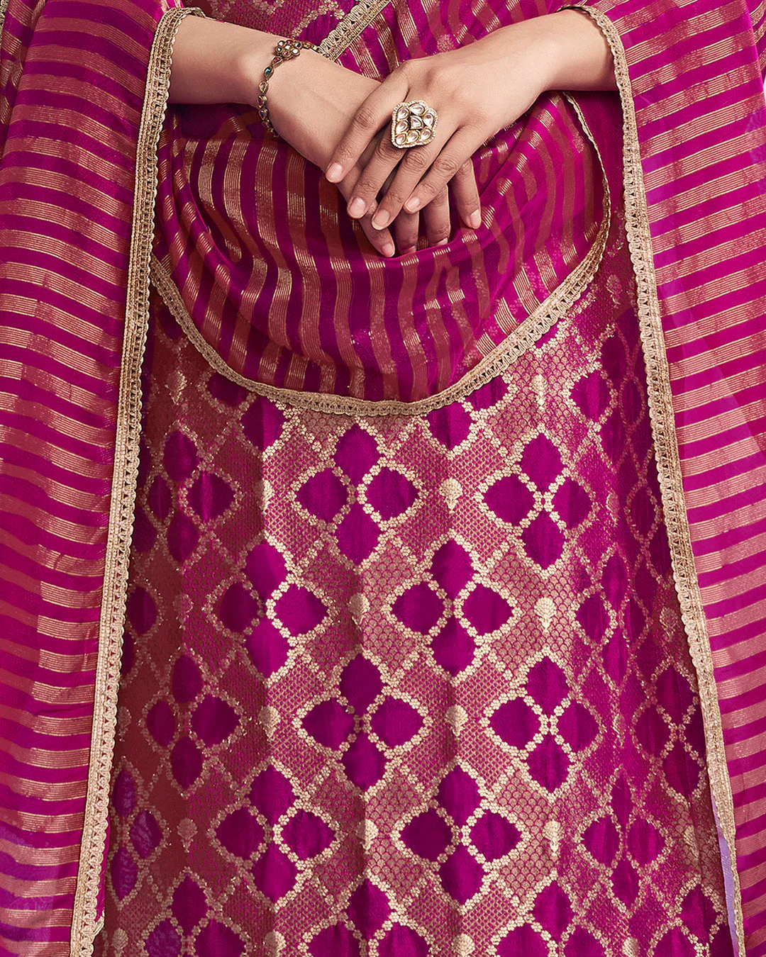 Rani Glow Embellished Chiniya Silk Pant Set - Image 3