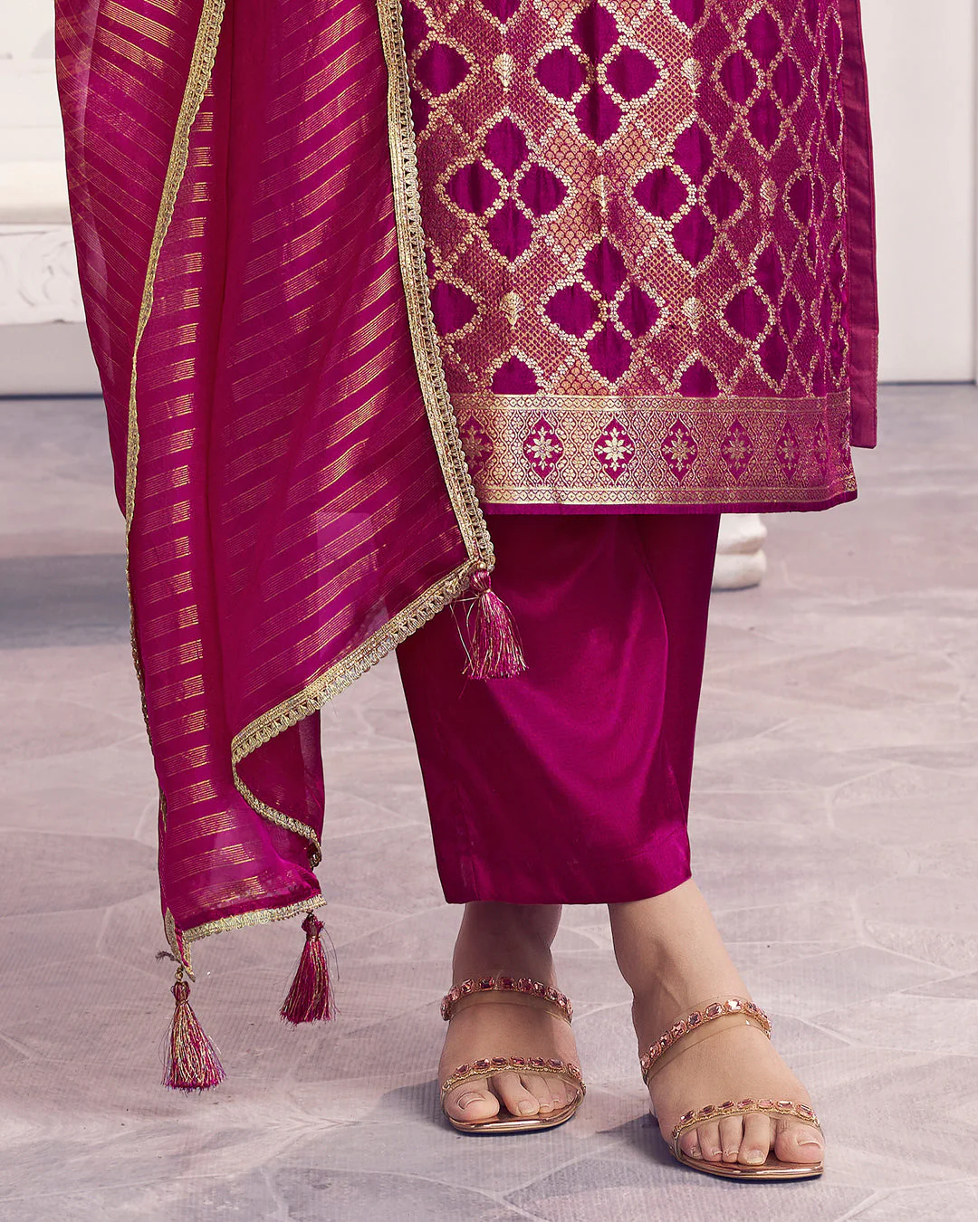 Rani Glow Embellished Chiniya Silk Pant Set - Image 6