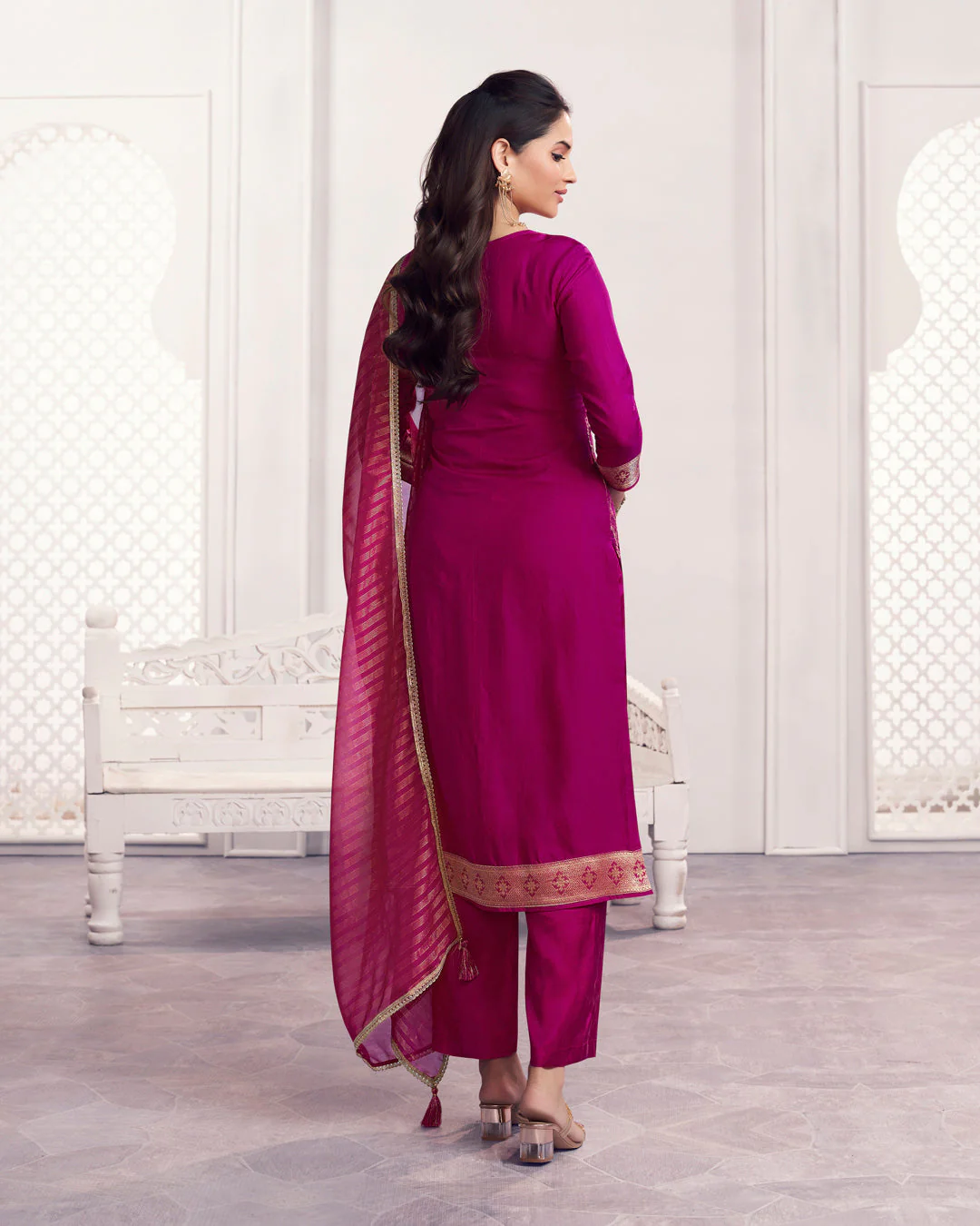 Rani Glow Embellished Chiniya Silk Pant Set - Image 7