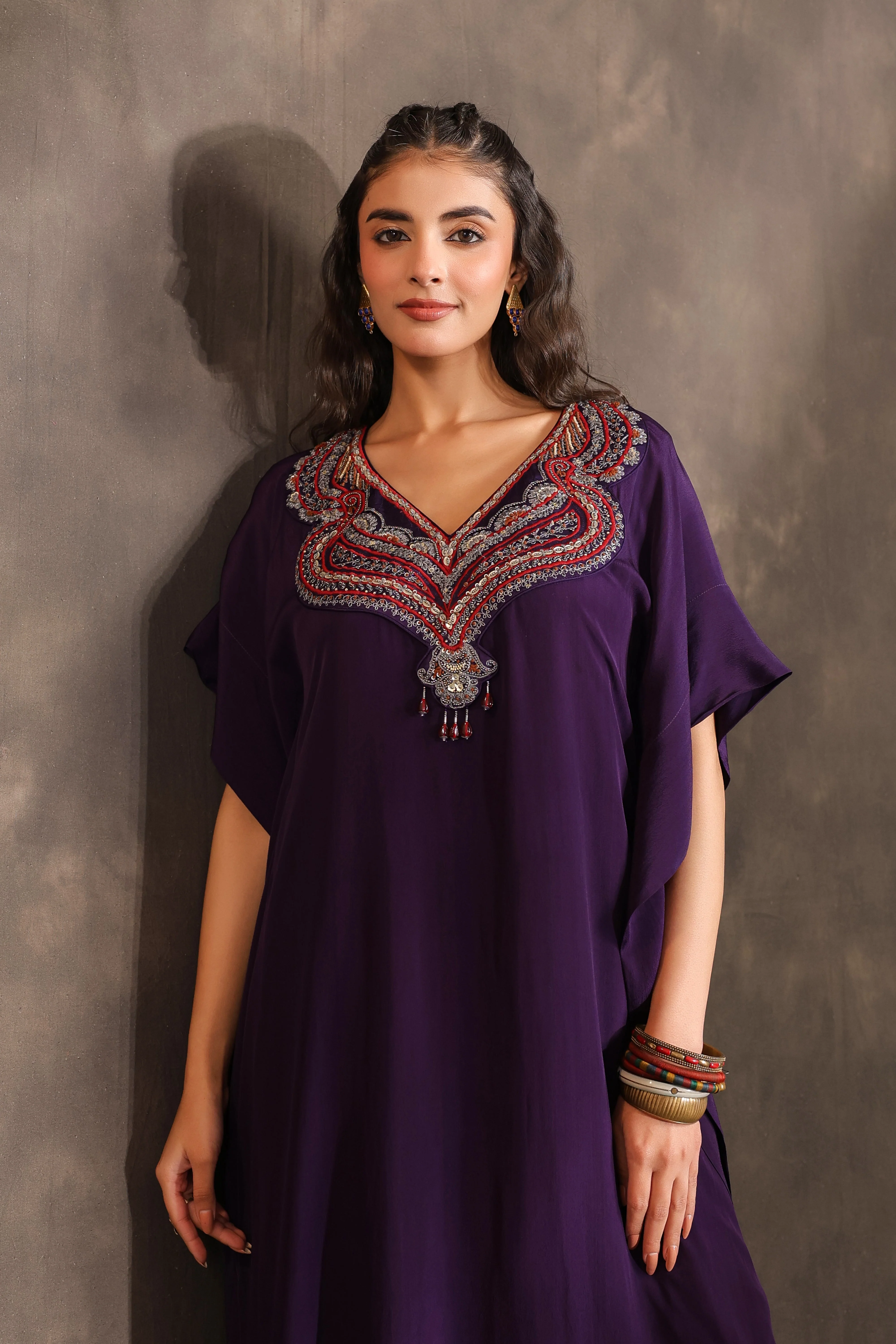 Amethyst Grace Embellished Crepe Silk Kurta Set - Image 2