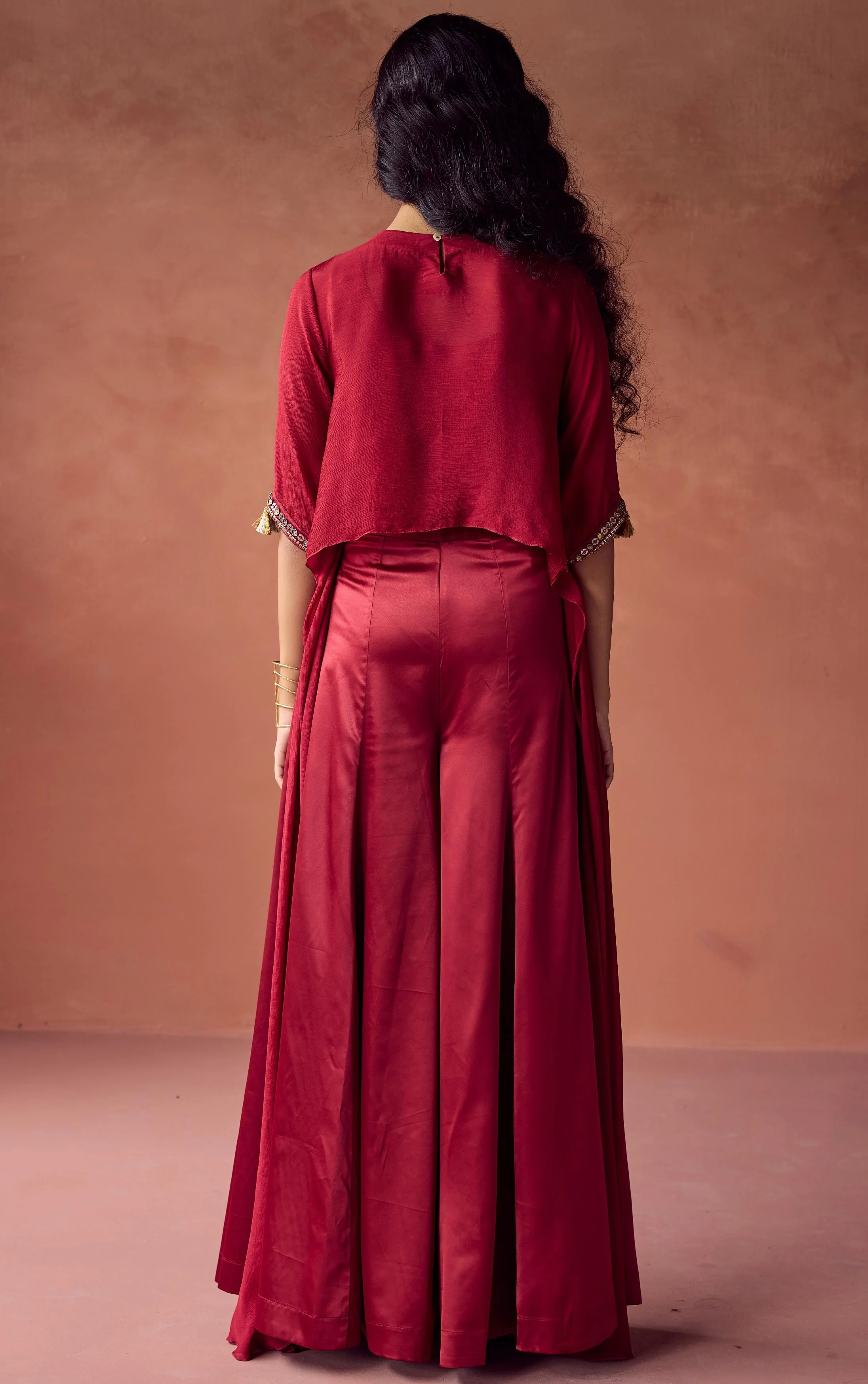Mulberry Bloom Embellished Chinon Silk Co-Ord Set - Image 6