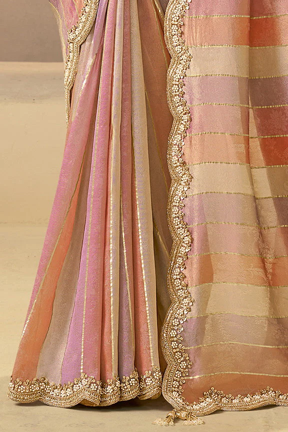 Multi-Colored Embellished Banarasi Tissue Silk Saree - Image 5