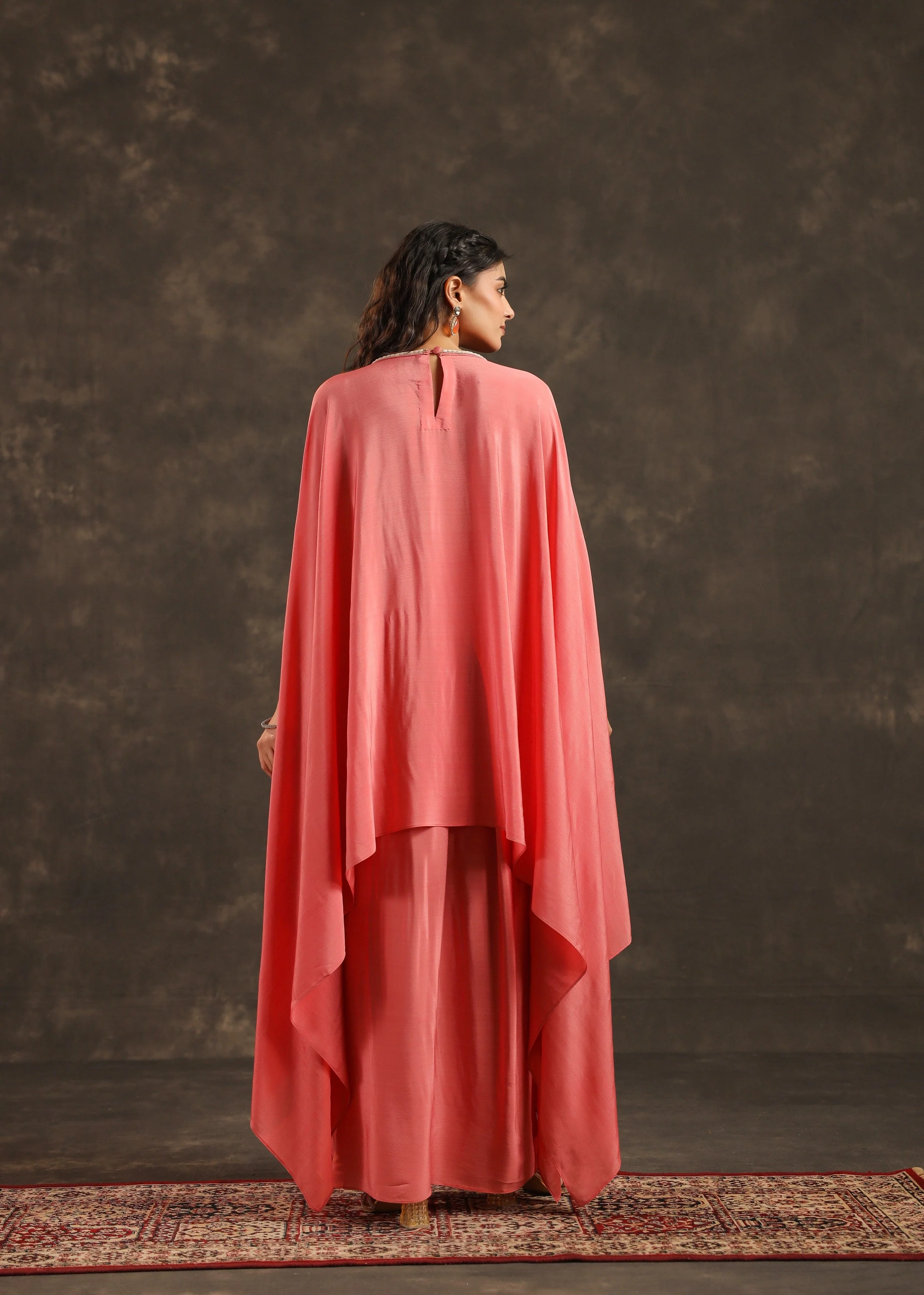 Blush Embellished Crepe Silk Kaftan Set - Image 6