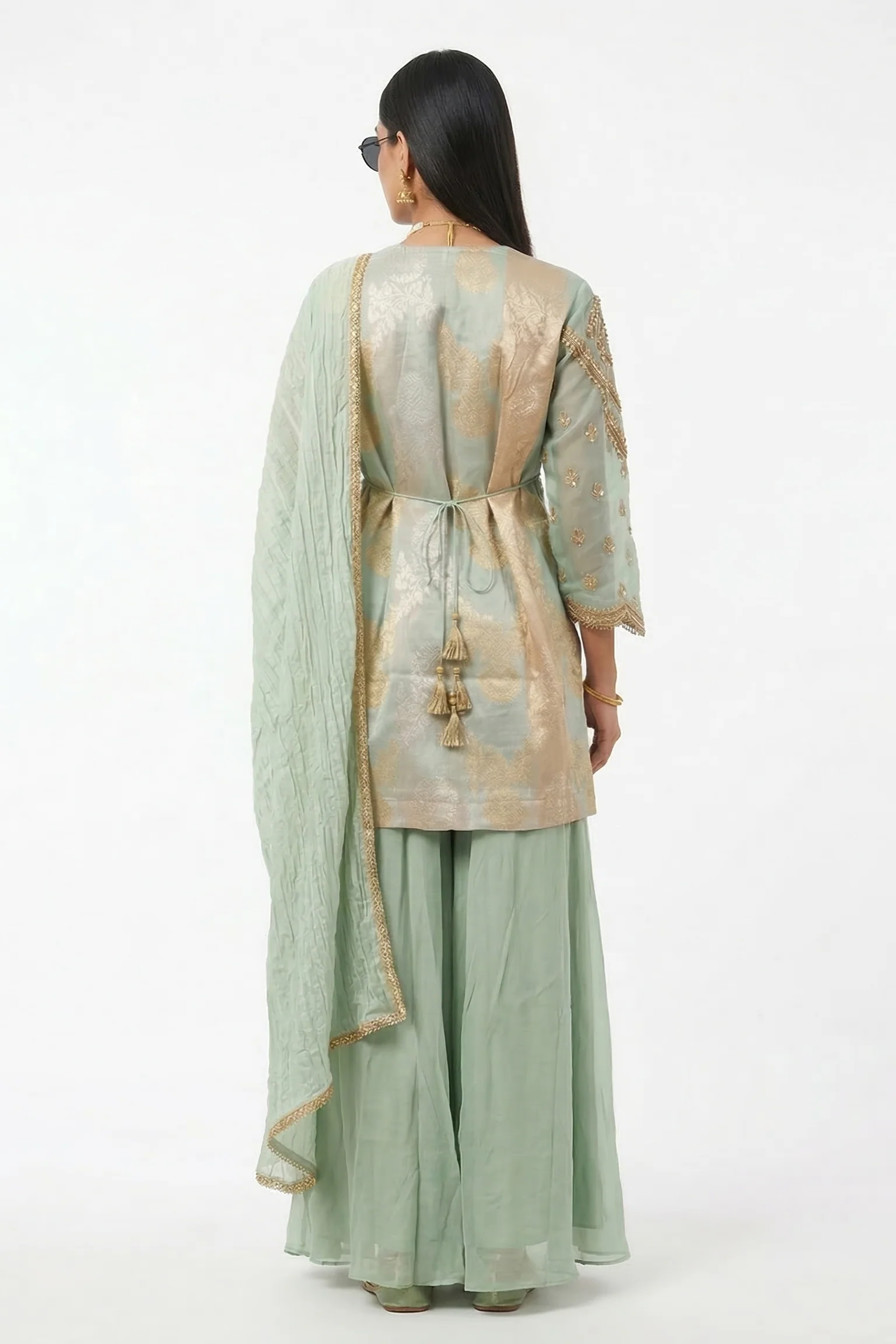 Mint Royale Embellished Organza Silk Sharara Set - Image 2