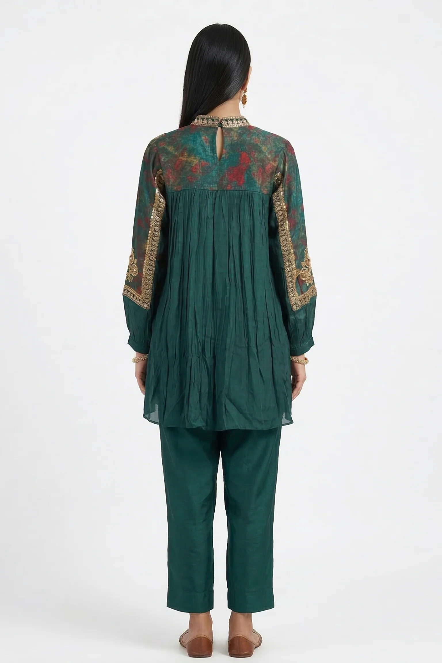 Emerald Embellished Organza Silk Co-Ord Set - Image 2