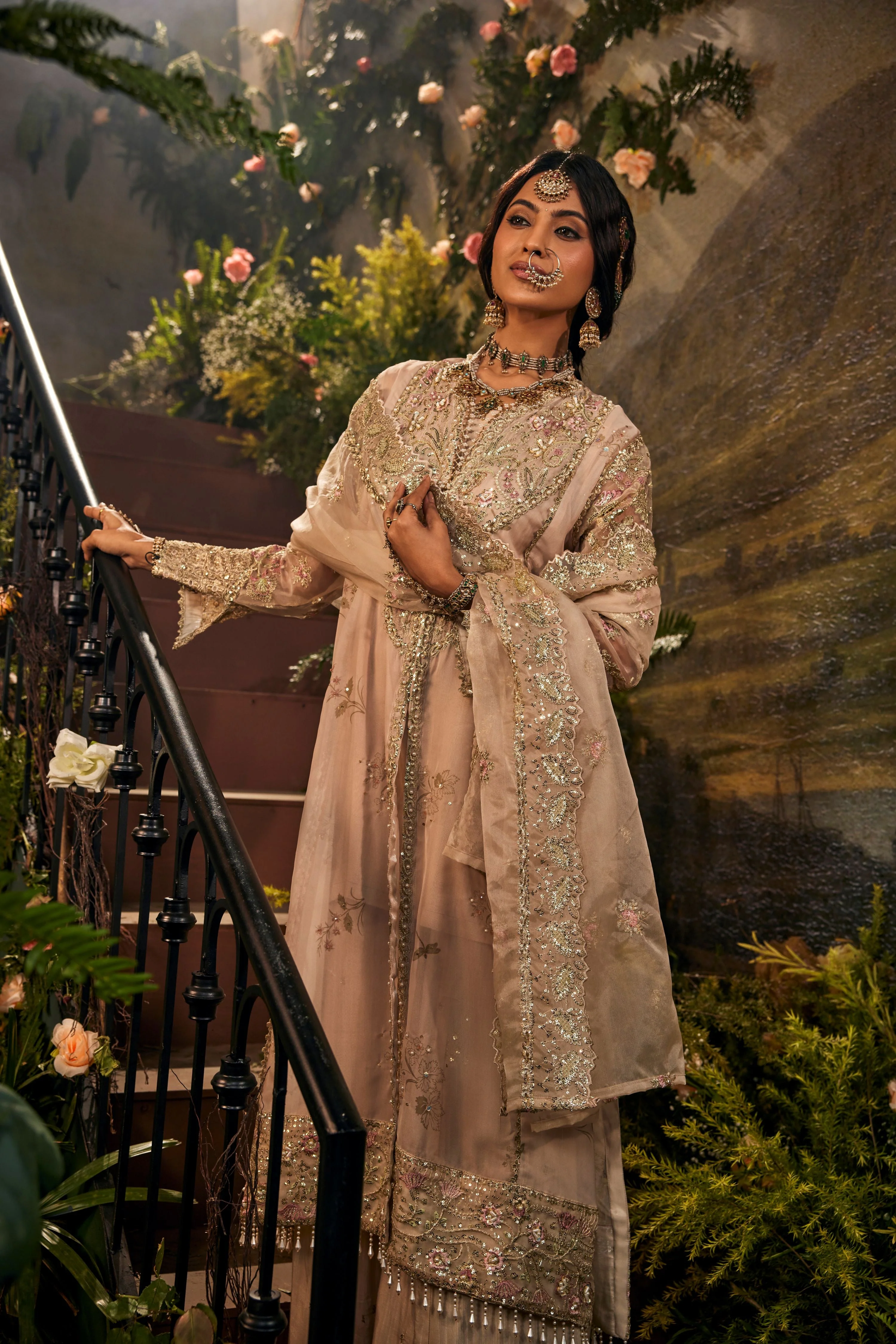 Malika-e-Noor Embellished Soft Organza Palazzo Set - Image 2